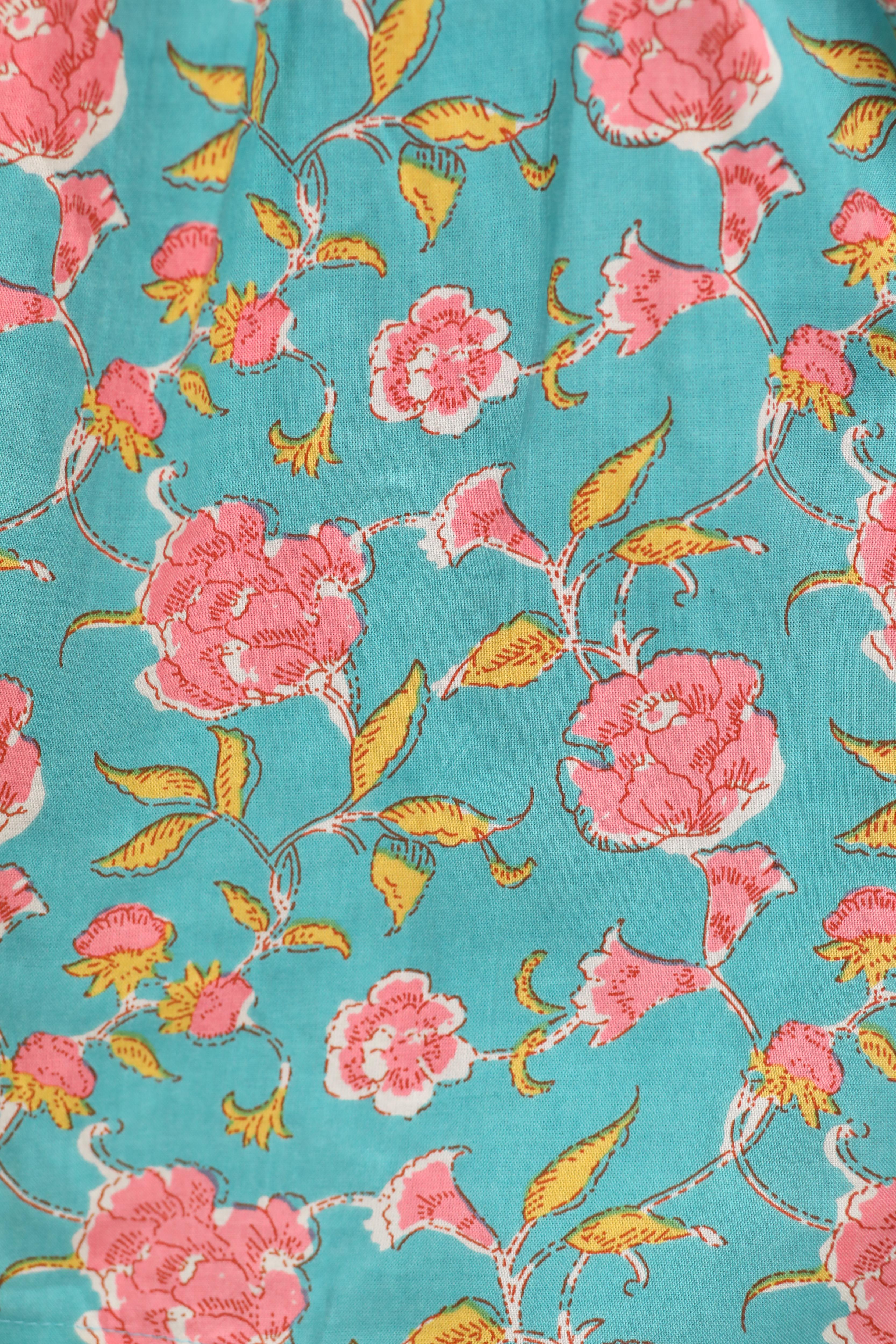 Aqua Blossom Floral Peplum Top