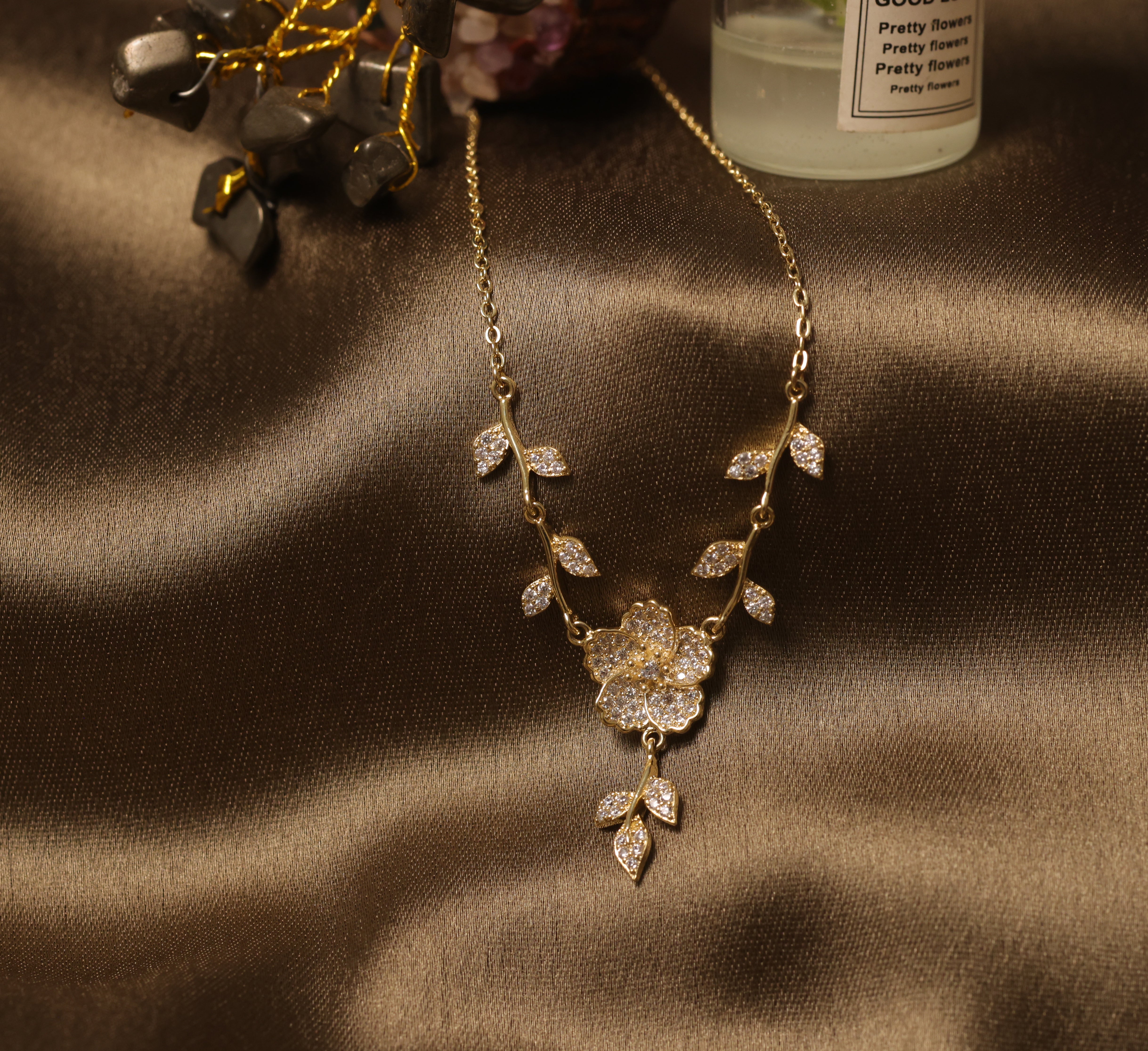 Golden Blossom Vine Necklace