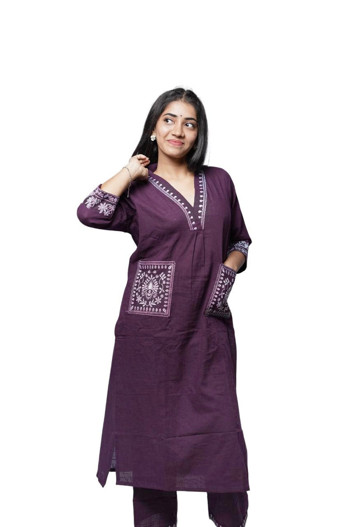 ISHNA Plum Heritage Co-ord Set