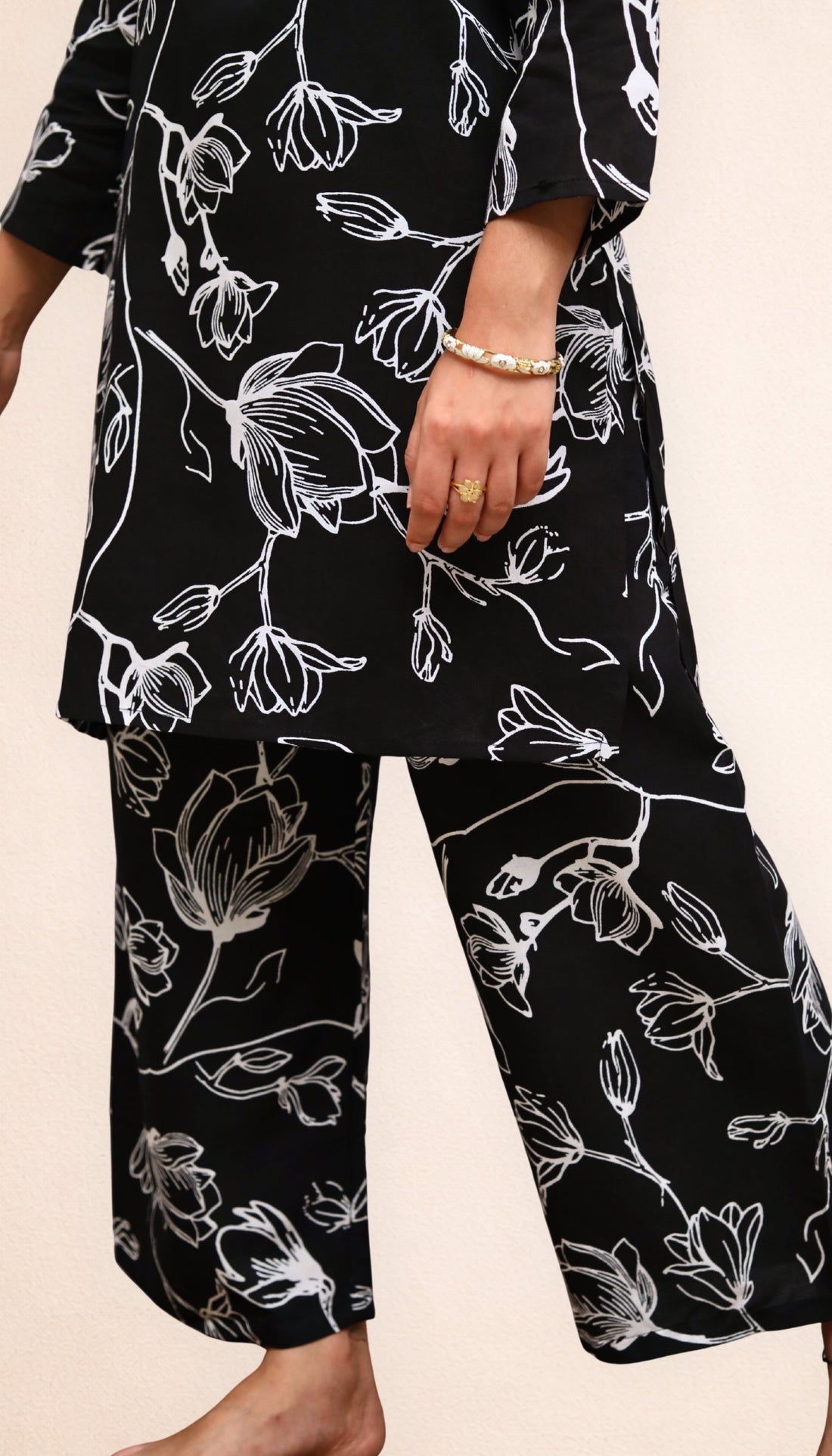 ISHNA Black Bloom Co-ord set