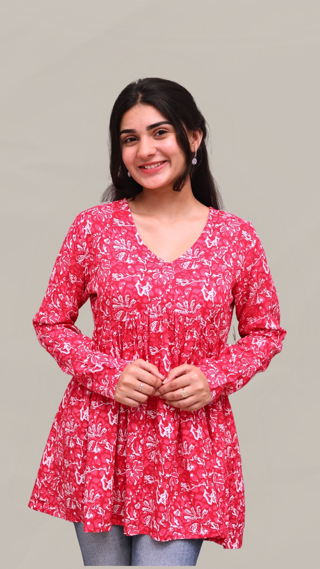 Rose Bloom Printed Peplum Top