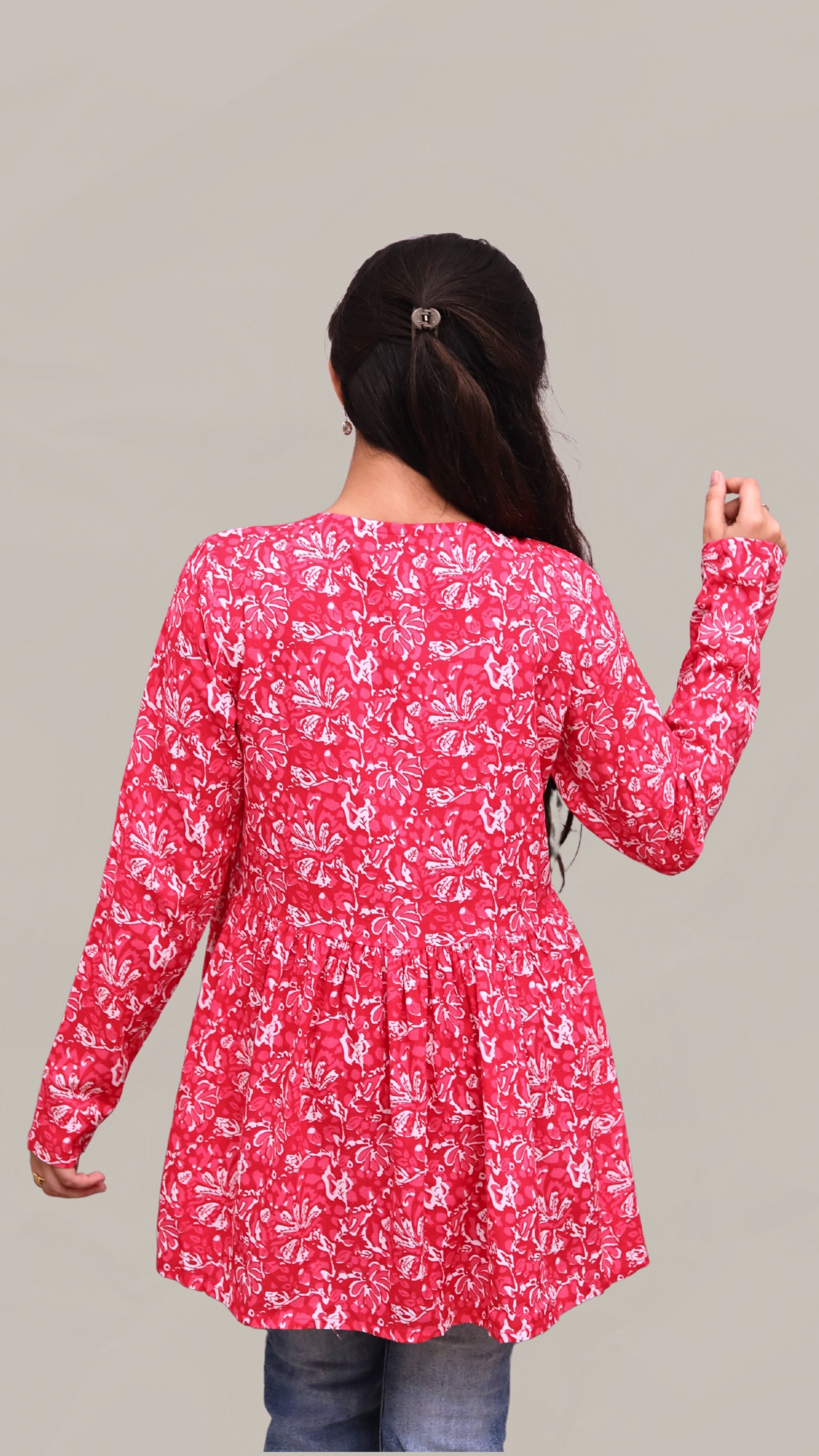 Rose Bloom Printed Peplum Top