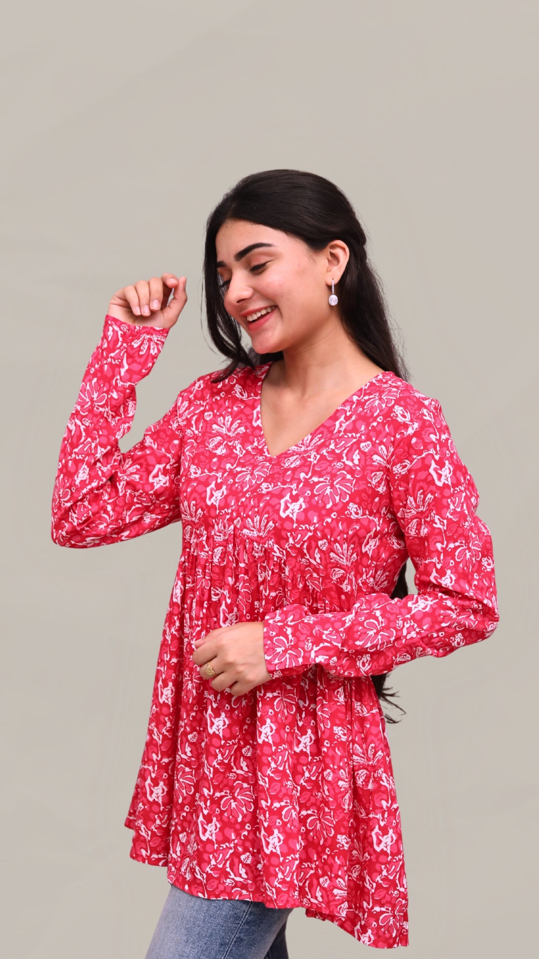 Rose Bloom Printed Peplum Top