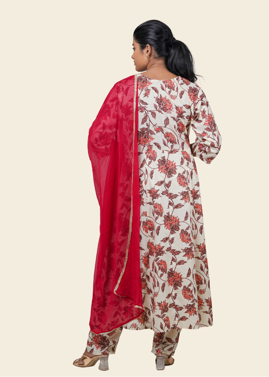 ISHNA Crimson Rose Kurti Set