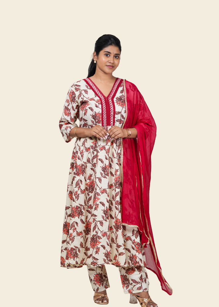 ISHNA Crimson Rose Kurti Set