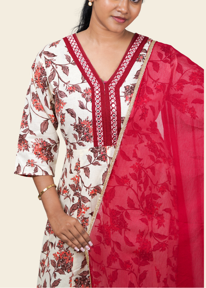 ISHNA Crimson Rose Kurti Set
