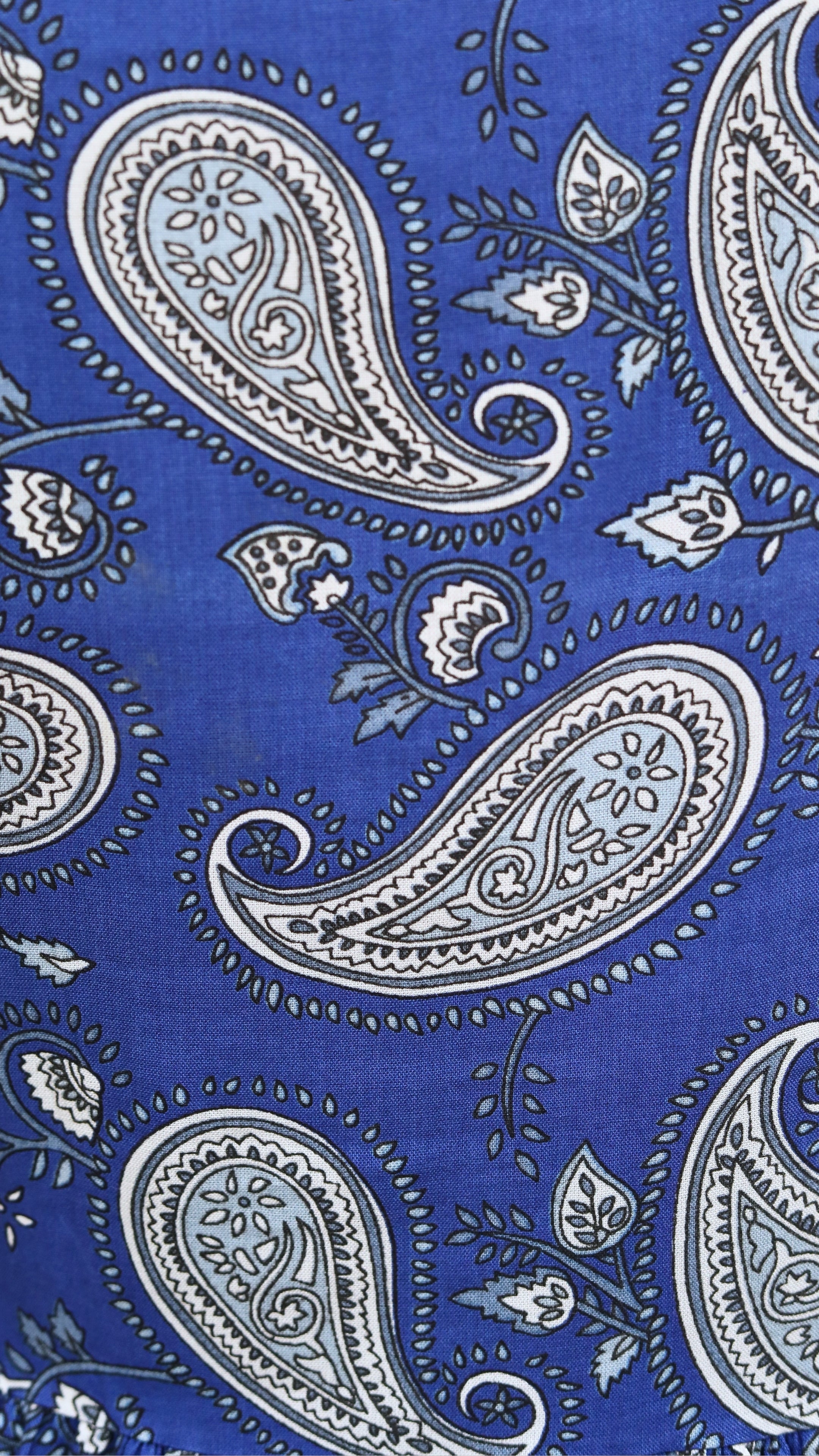 Royal Blue Paisley Printed Peplum Top