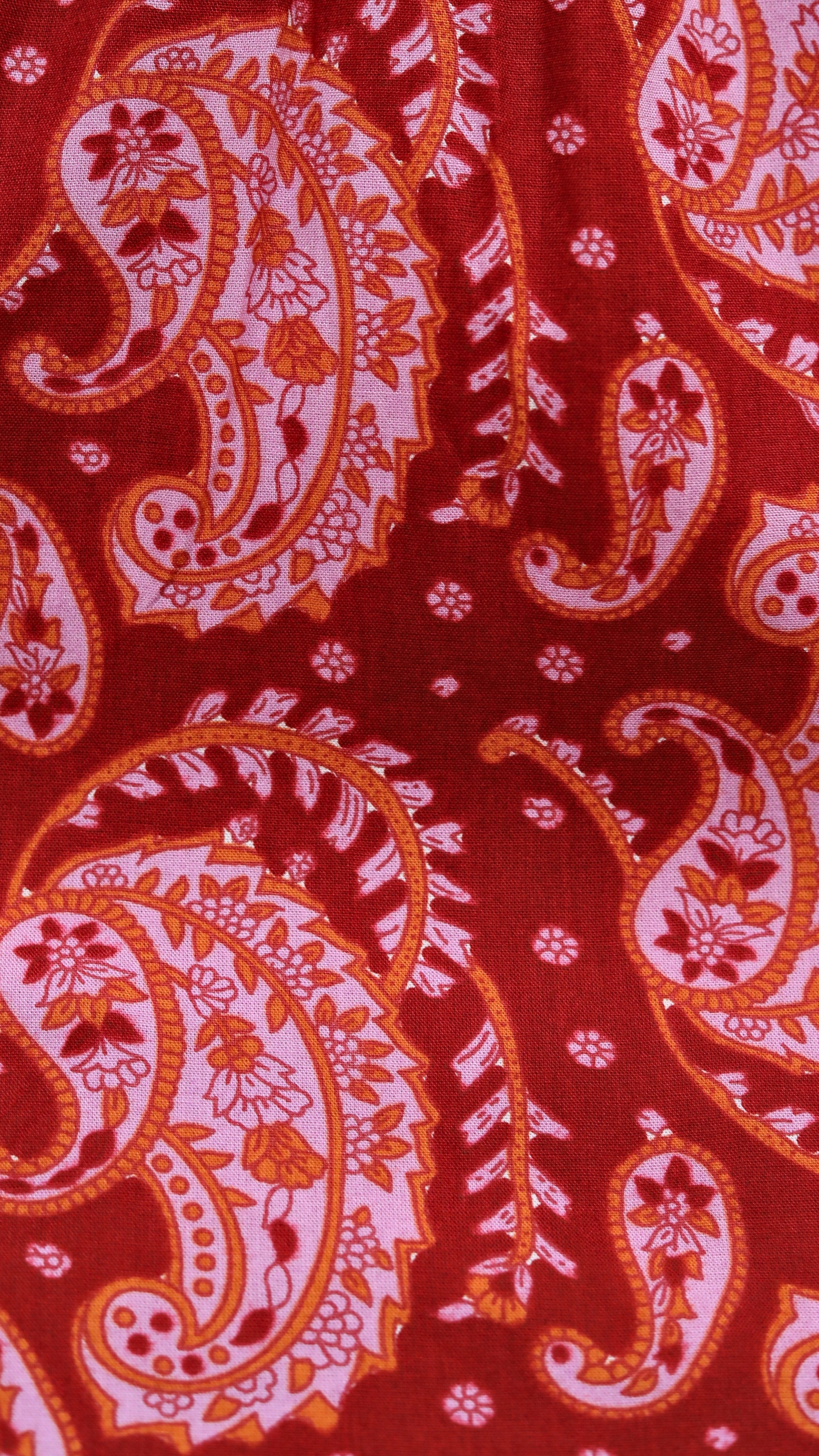 Maroon Block Print Peplum Top