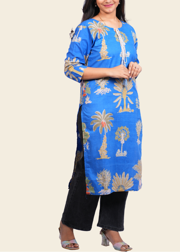 Neelvan Blue Motif Kurti