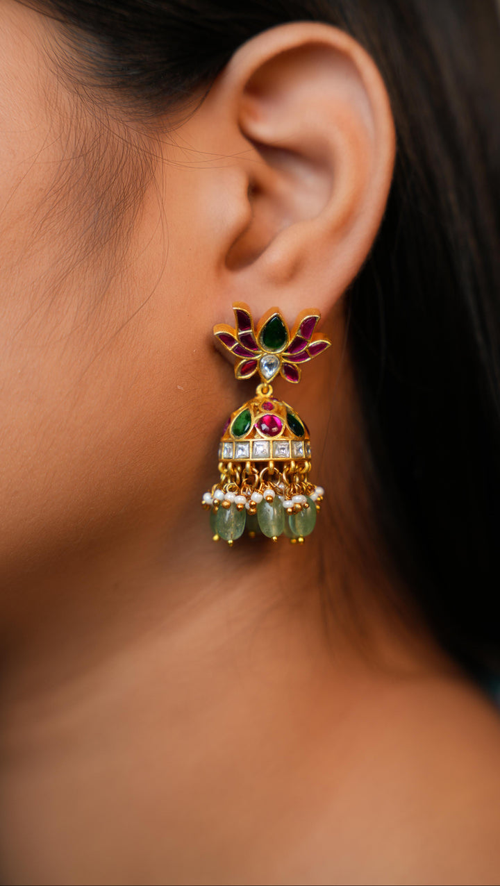Grand Lotus Jadau Kundan  Jhumukas