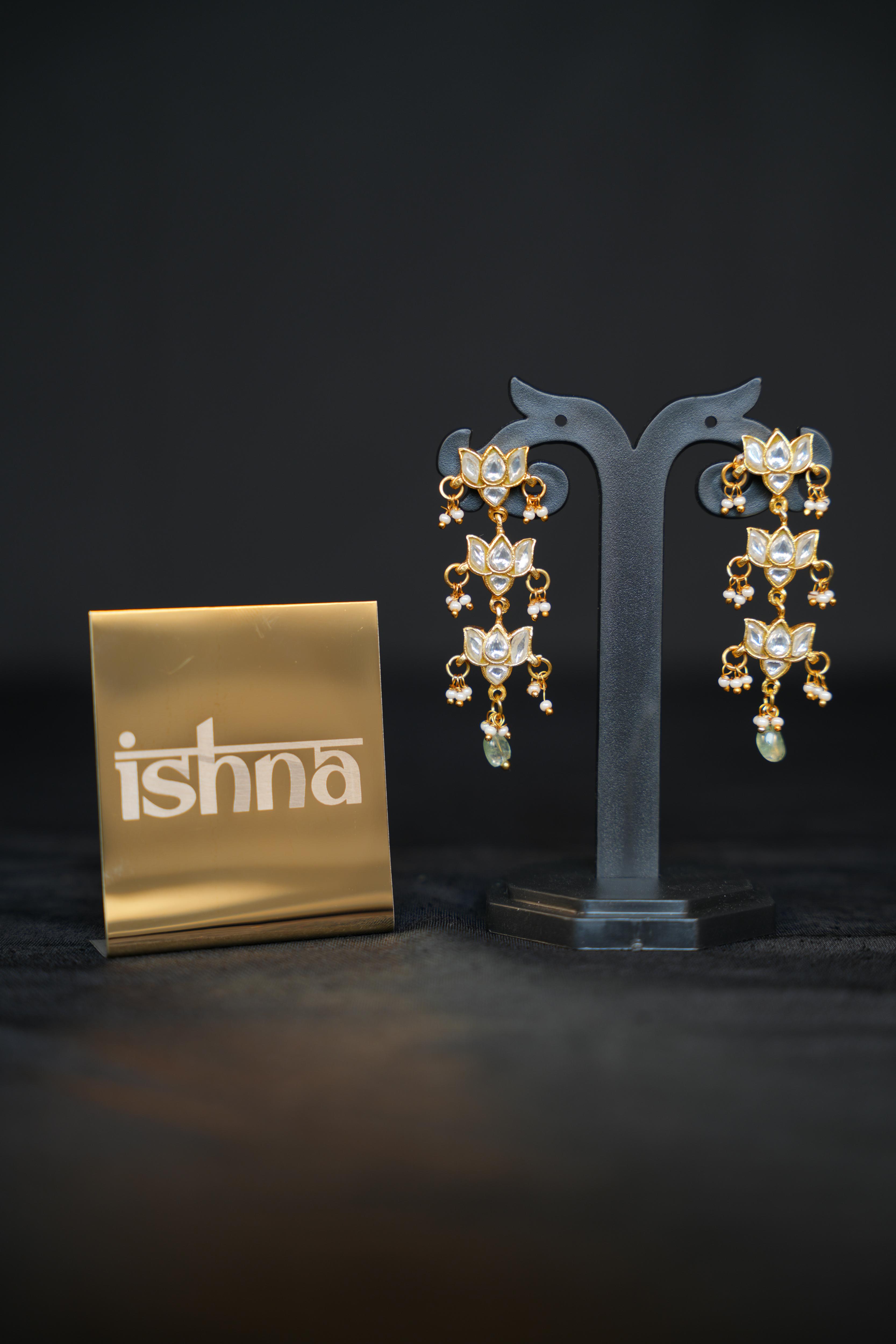 ISHNA Padma Layered Kundan Earrings