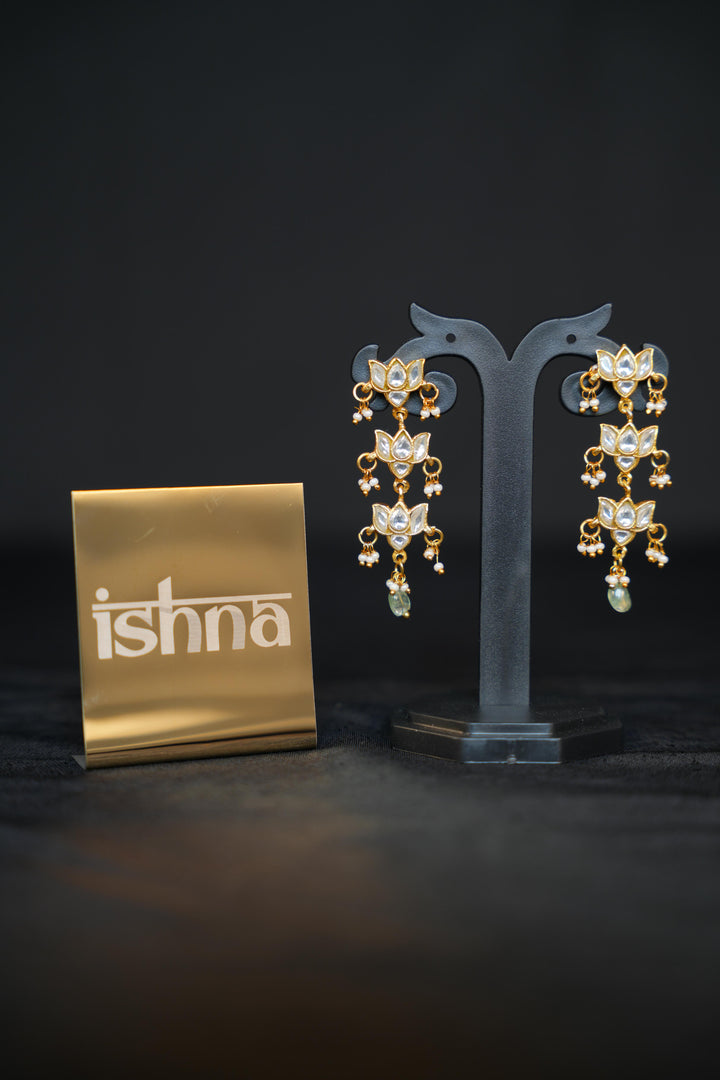 ISHNA Padma Layered Kundan Earrings