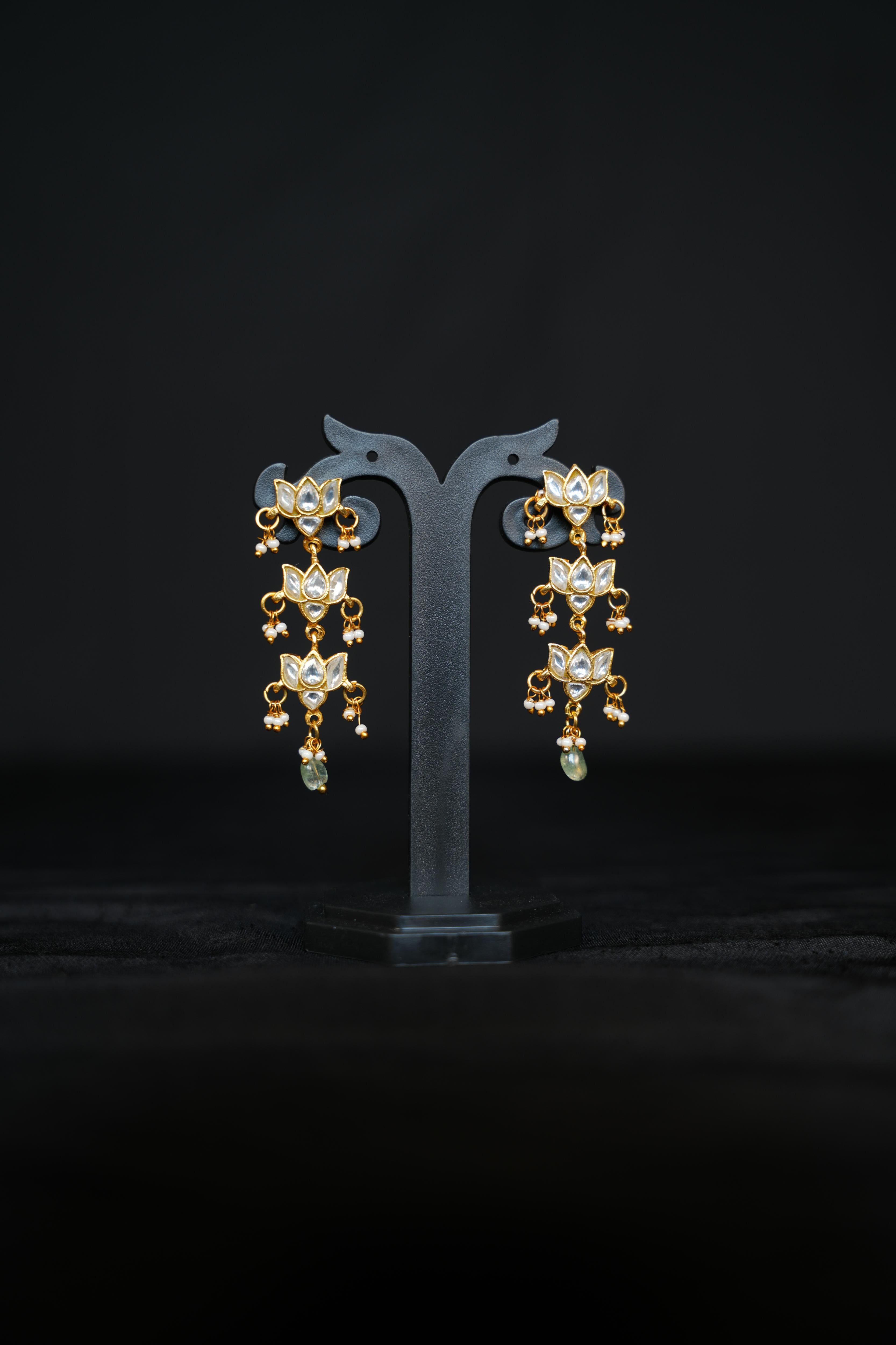 ISHNA Padma Layered Kundan Earrings