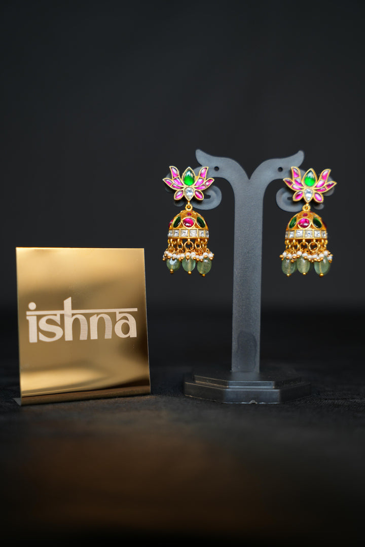 Grand Lotus Jadau Kundan  Jhumukas