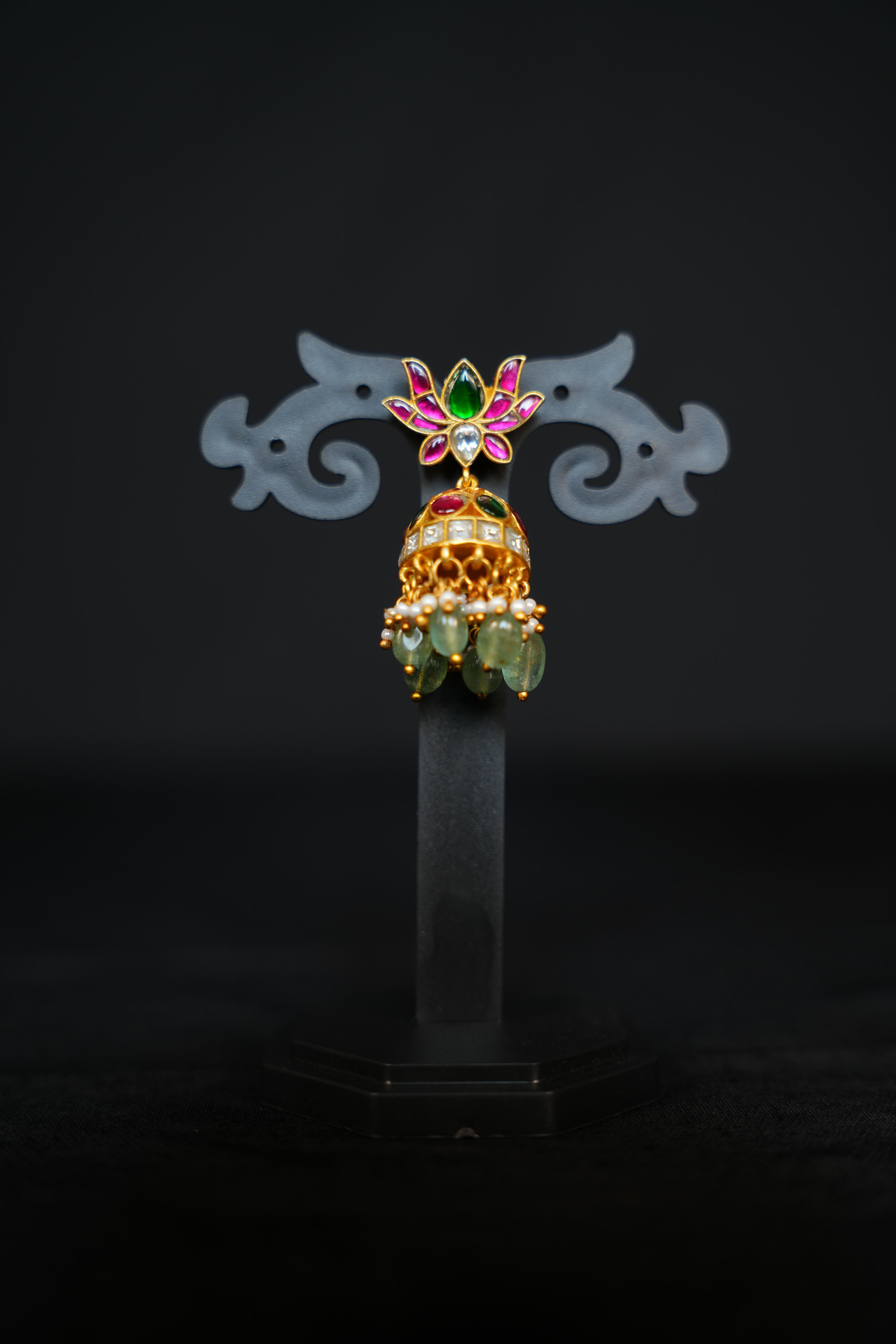 Grand Lotus Jadau Kundan  Jhumukas