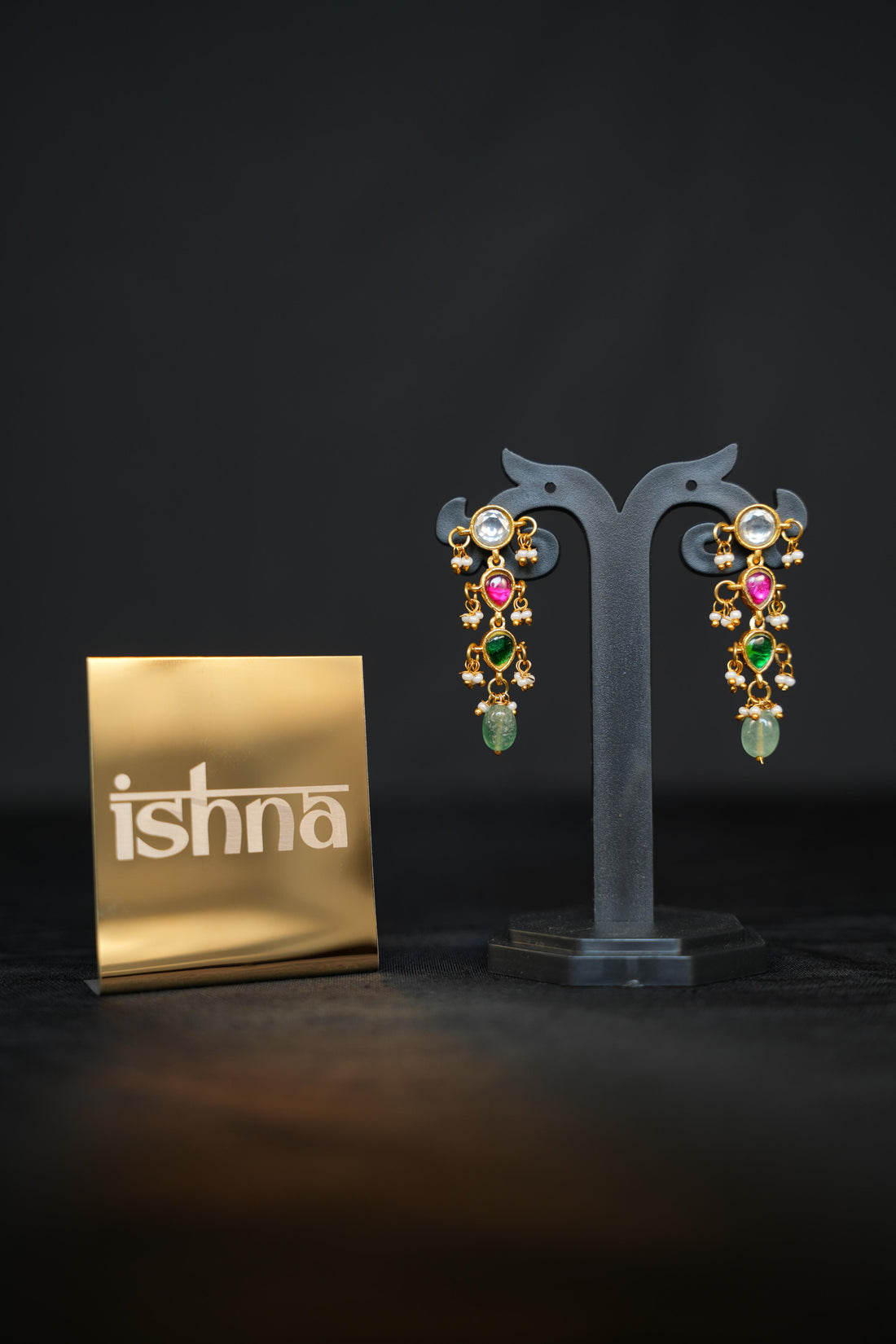 Gemstone Gold Drops Earrings