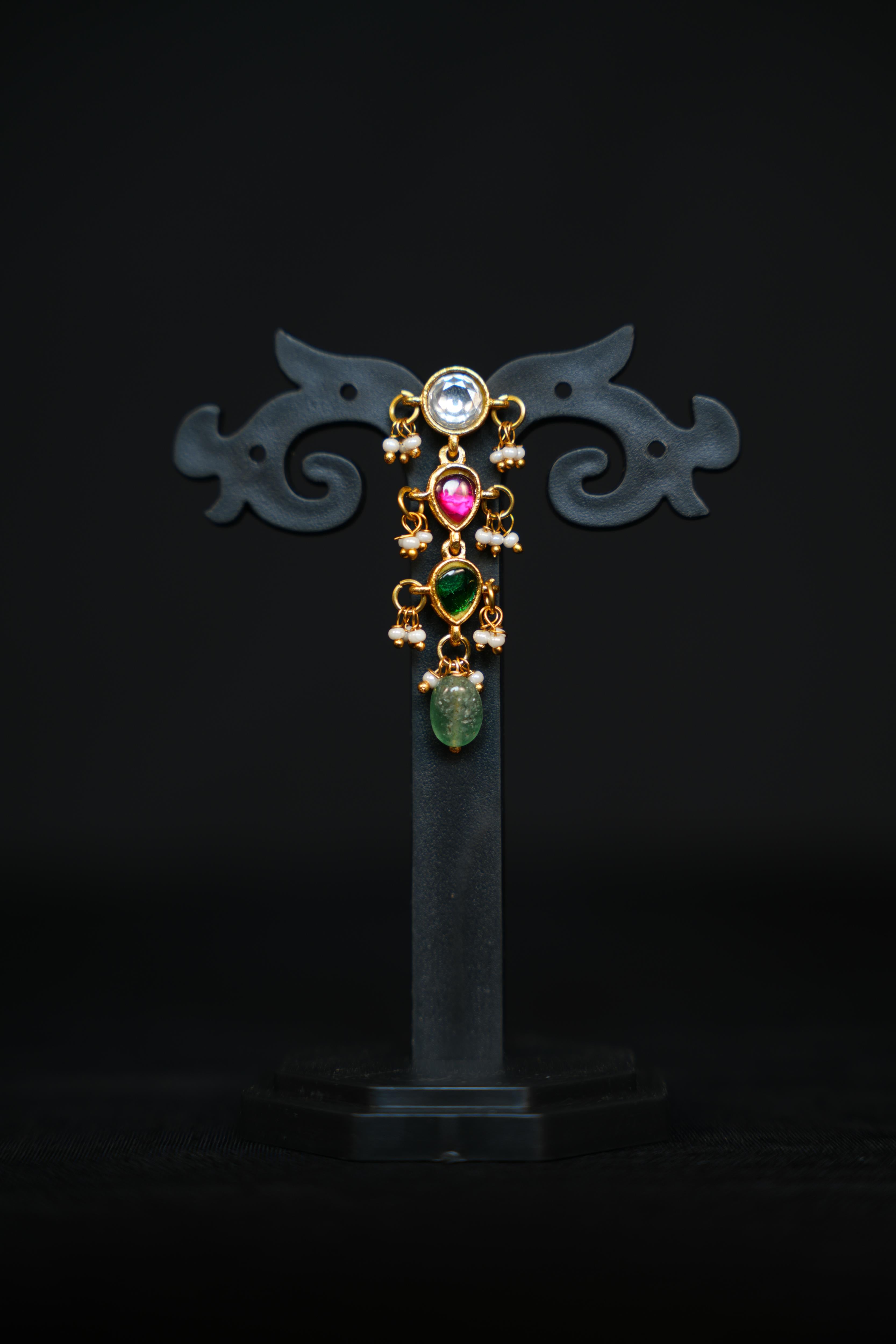 Gemstone Gold Drops Earrings