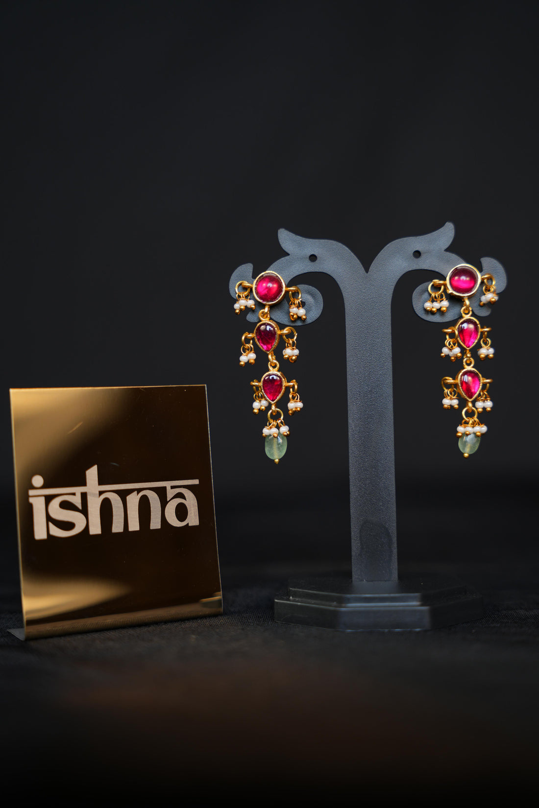 Gemstone Gold Drops Earrings
