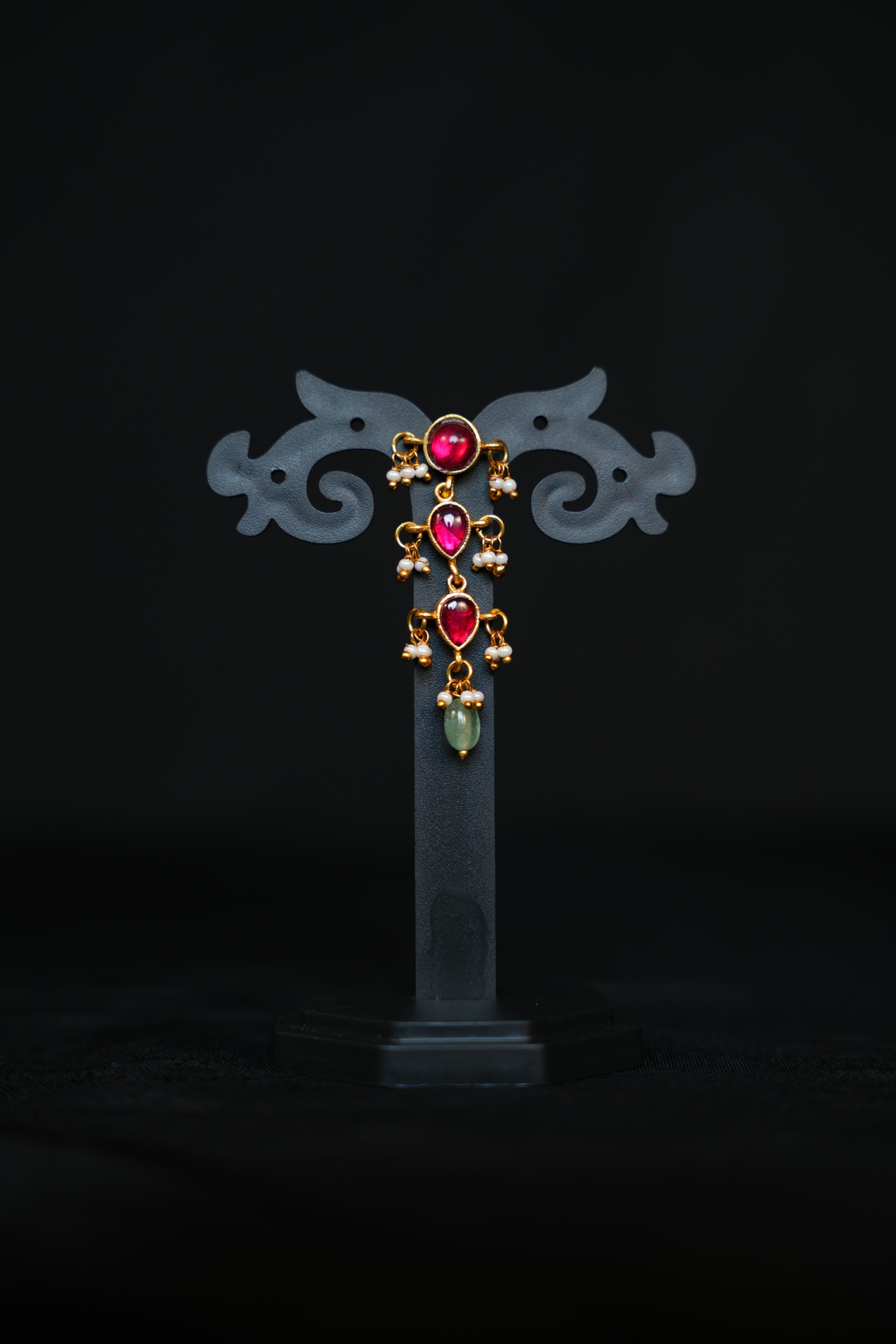Gemstone Gold Drops Earrings