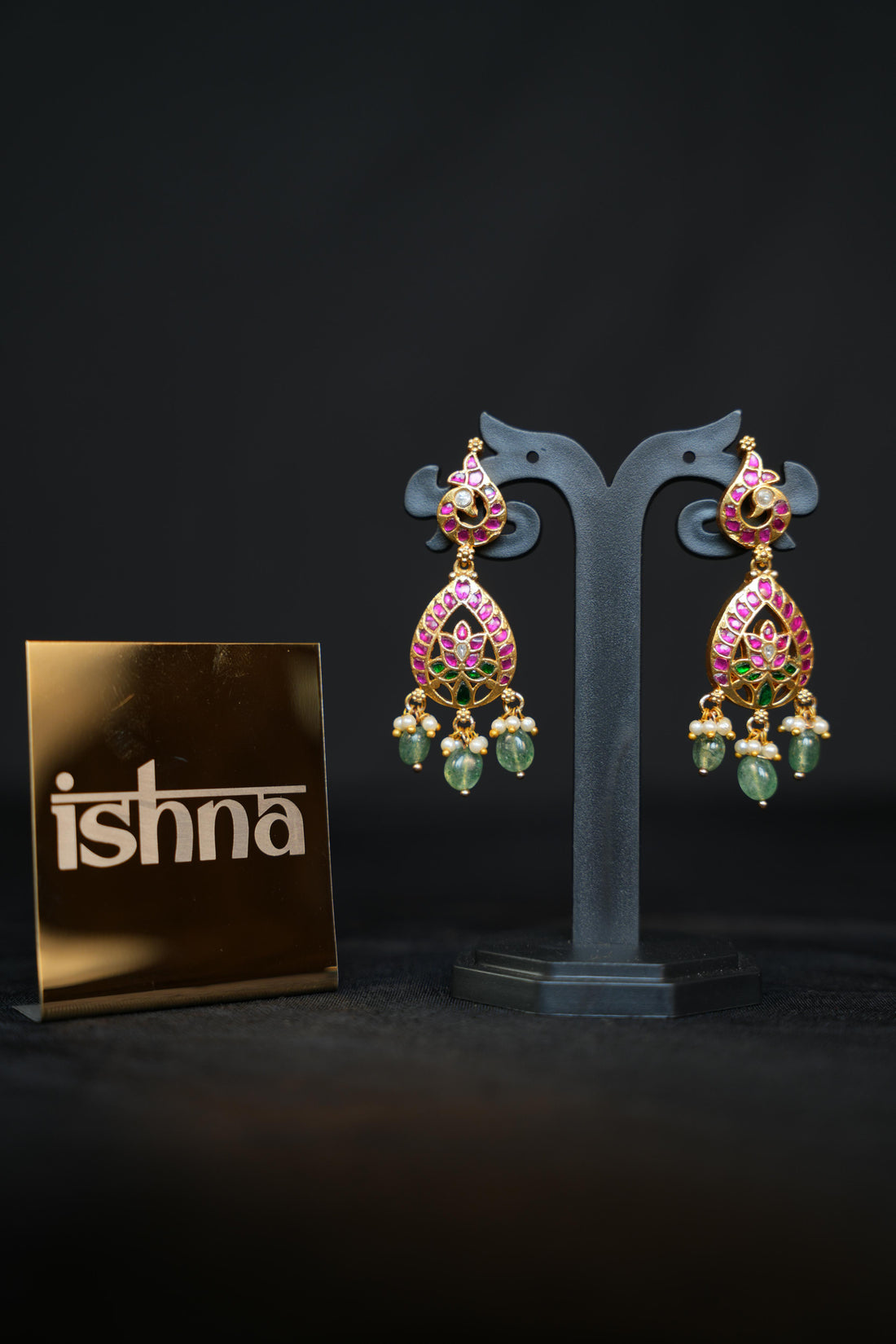 ISHNA Kundan Ruby Teardrop Earrings