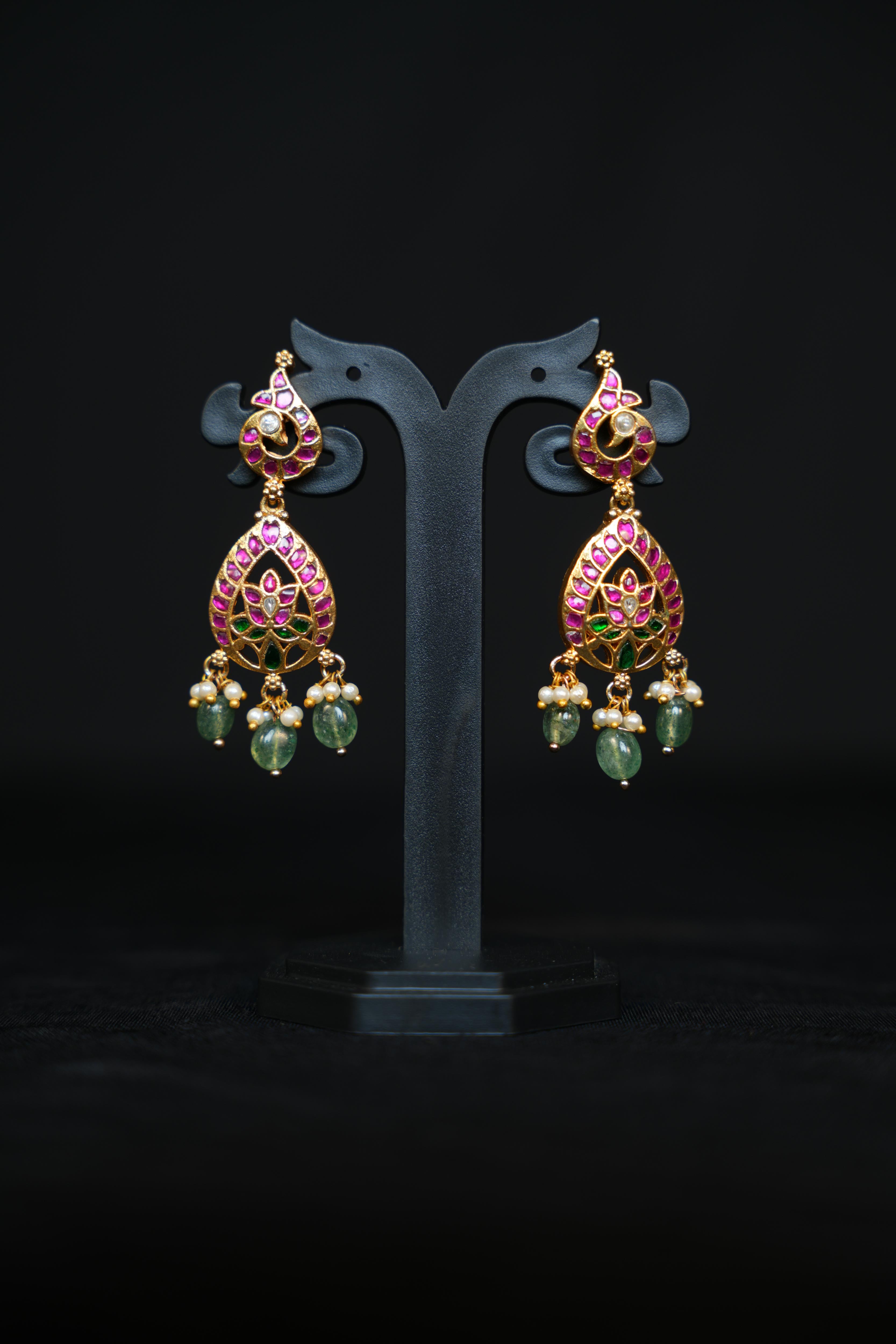 ISHNA Kundan Ruby Teardrop Earrings