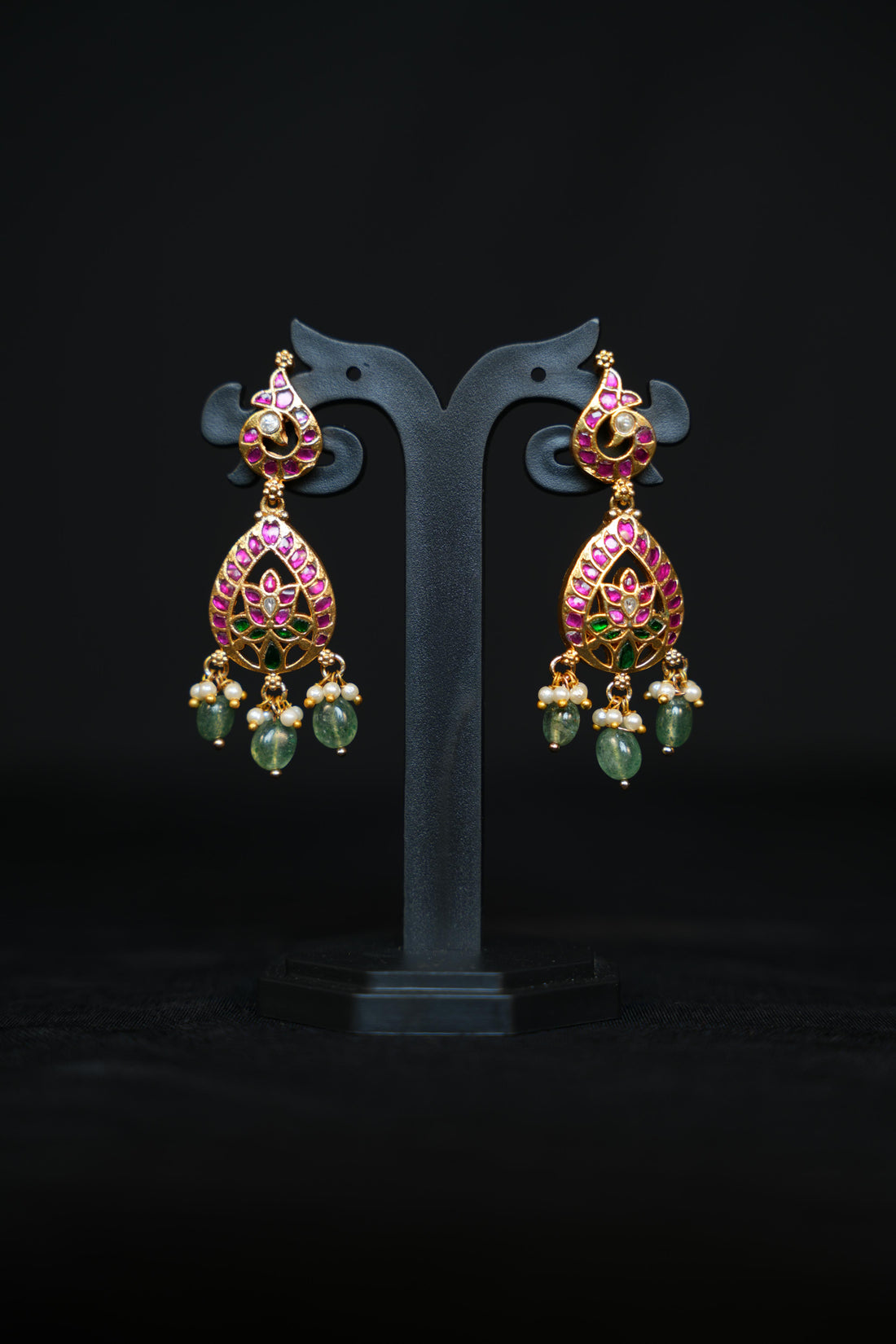 ISHNA Kundan Ruby Teardrop Earrings