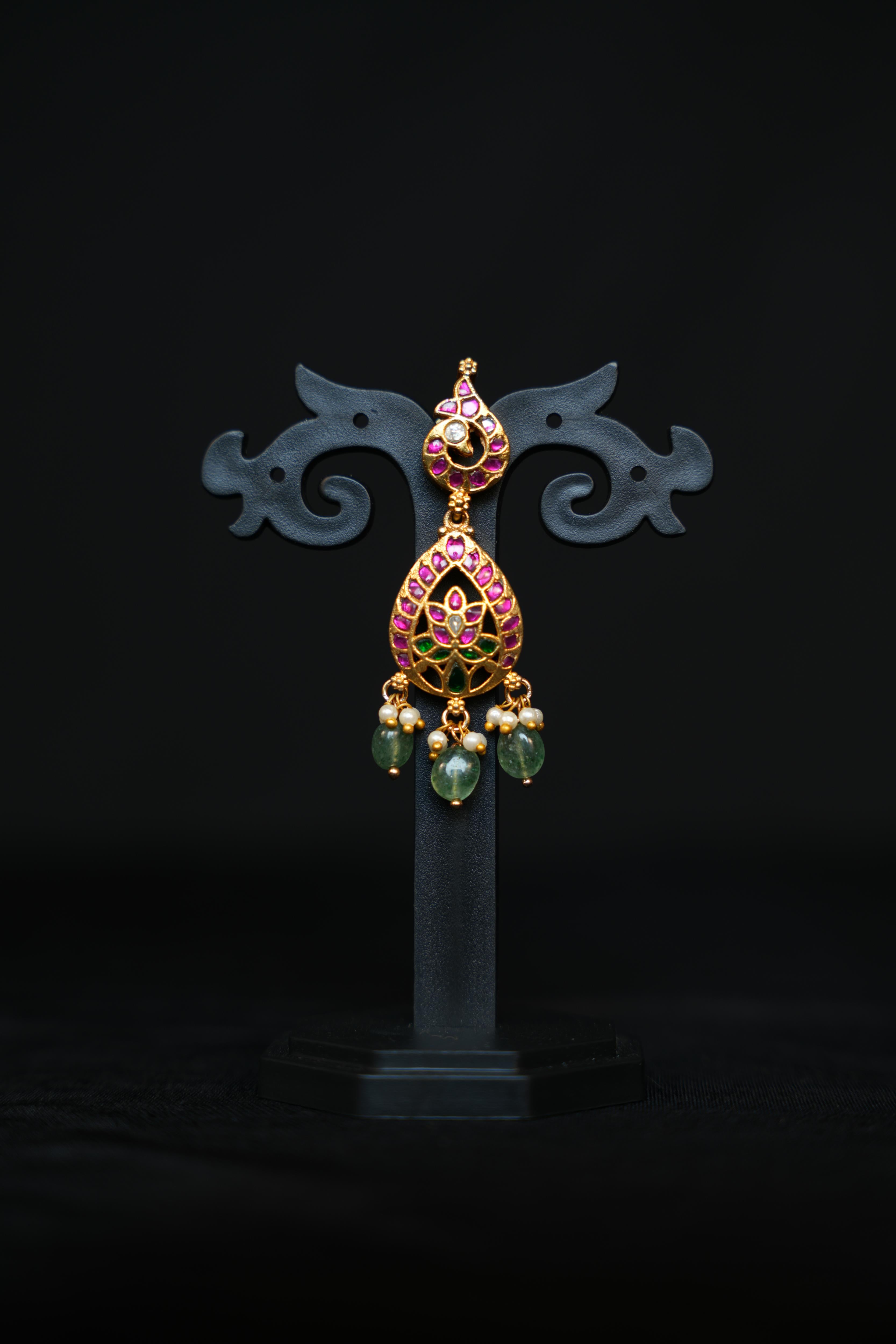 ISHNA Kundan Ruby Teardrop Earrings
