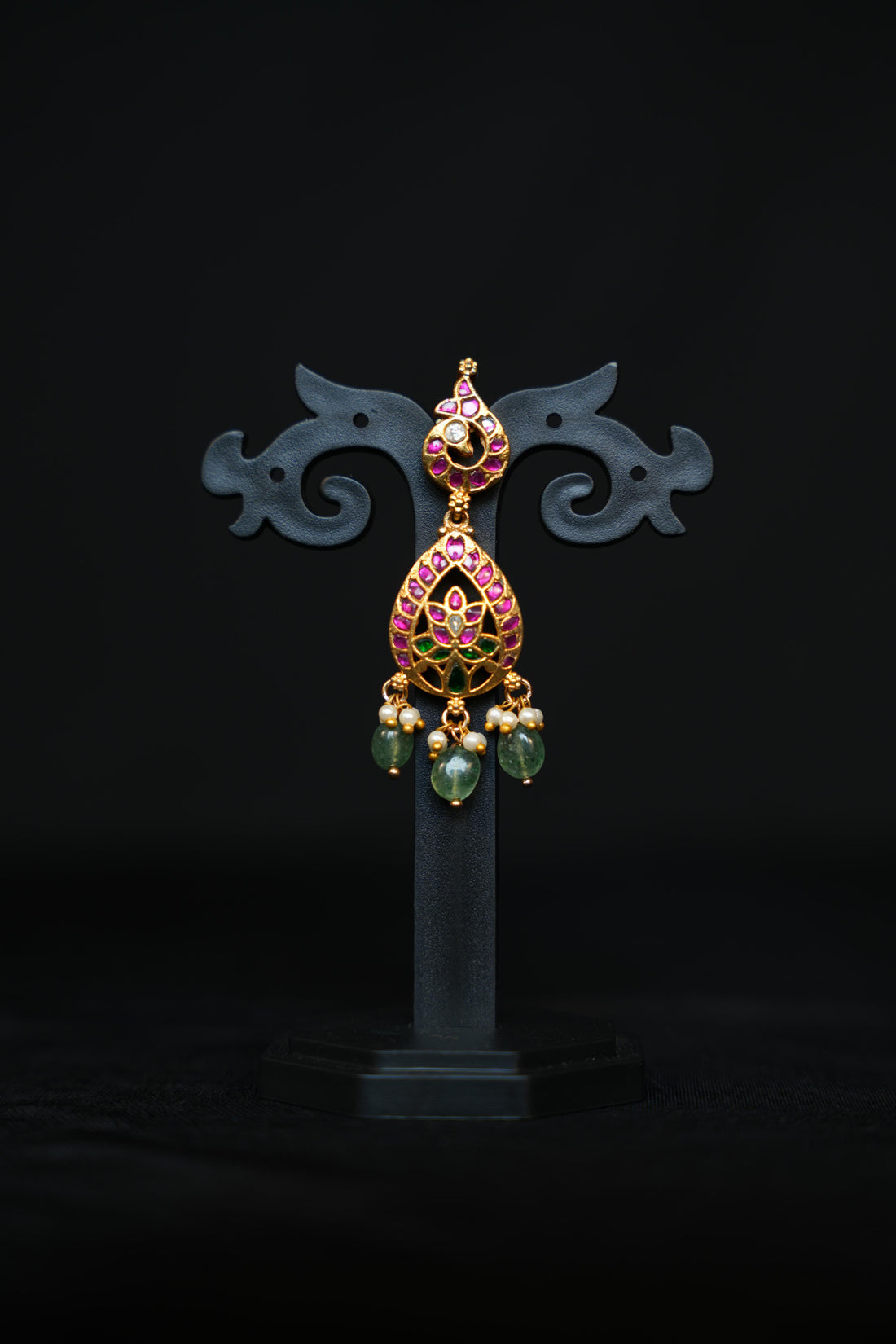 ISHNA Kundan Ruby Teardrop Earrings