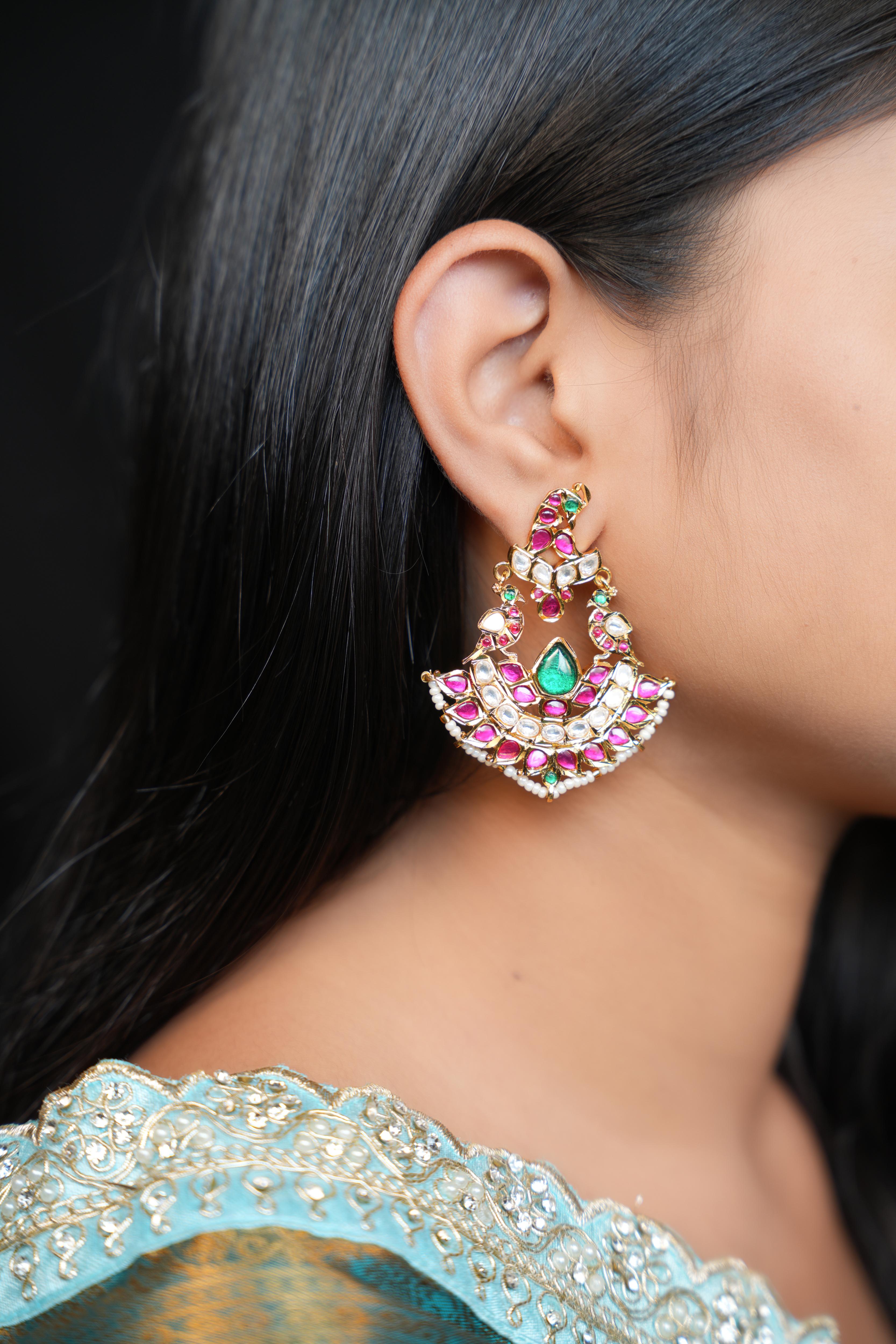 Mughal Kundan Chandbali Earrings