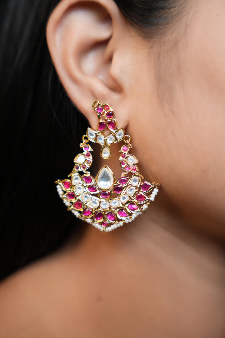 Mughal Kundan Chandbali Earrings
