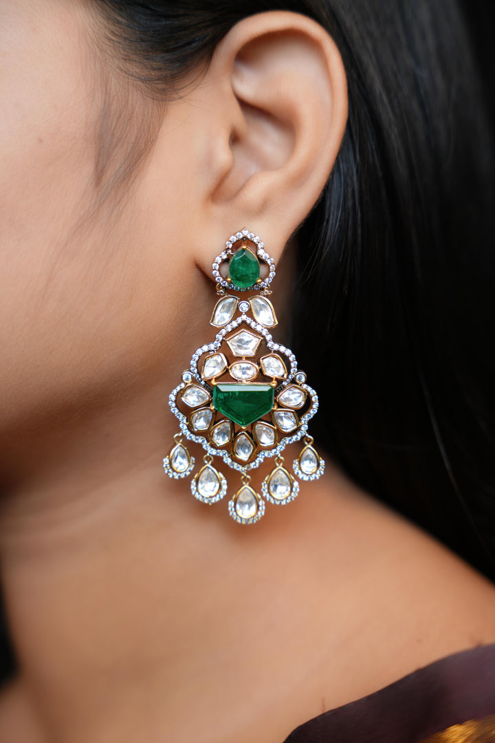 Emerald Royal Kundan Chandbali Earrings
