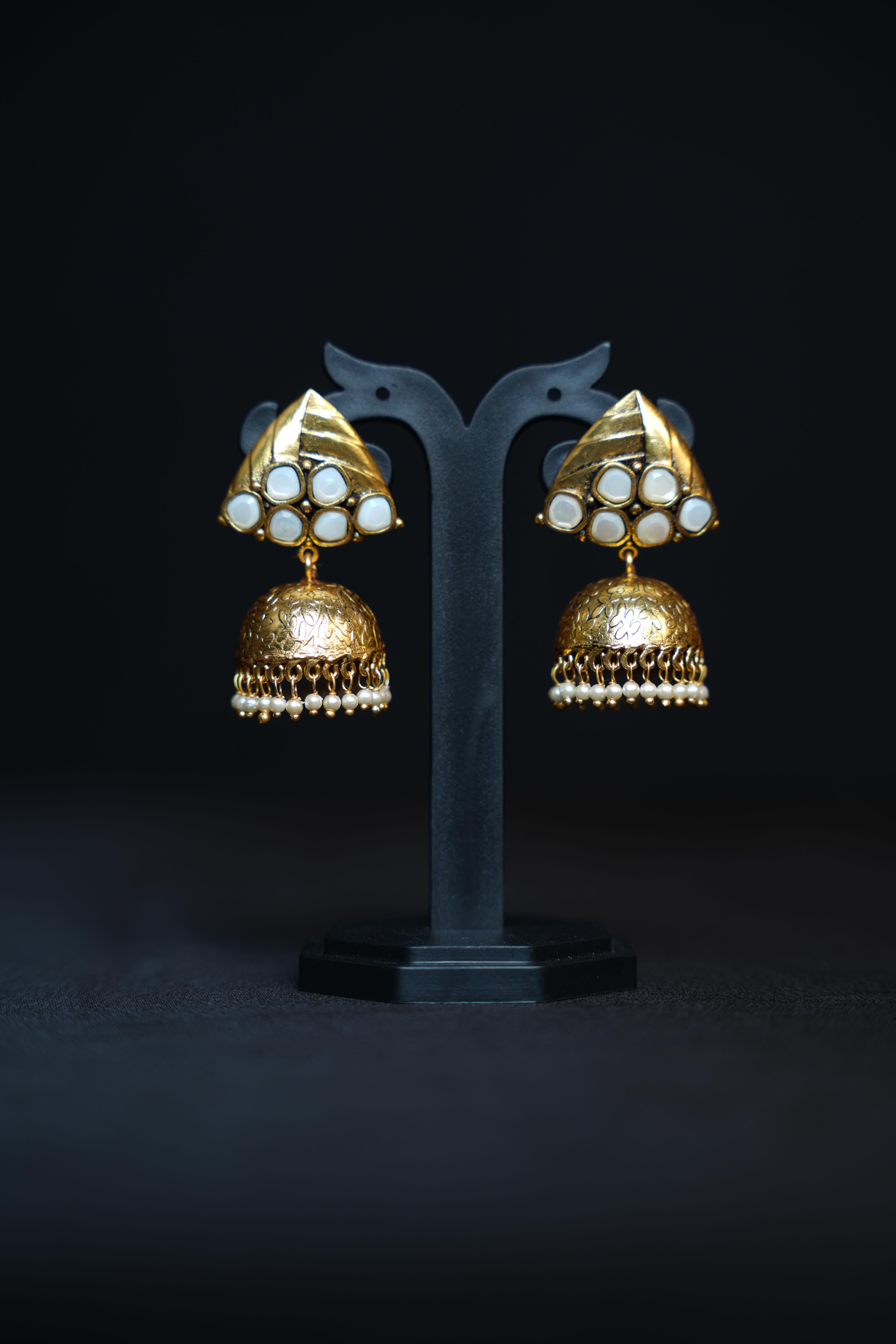 Kundan Pearl Jhumkas