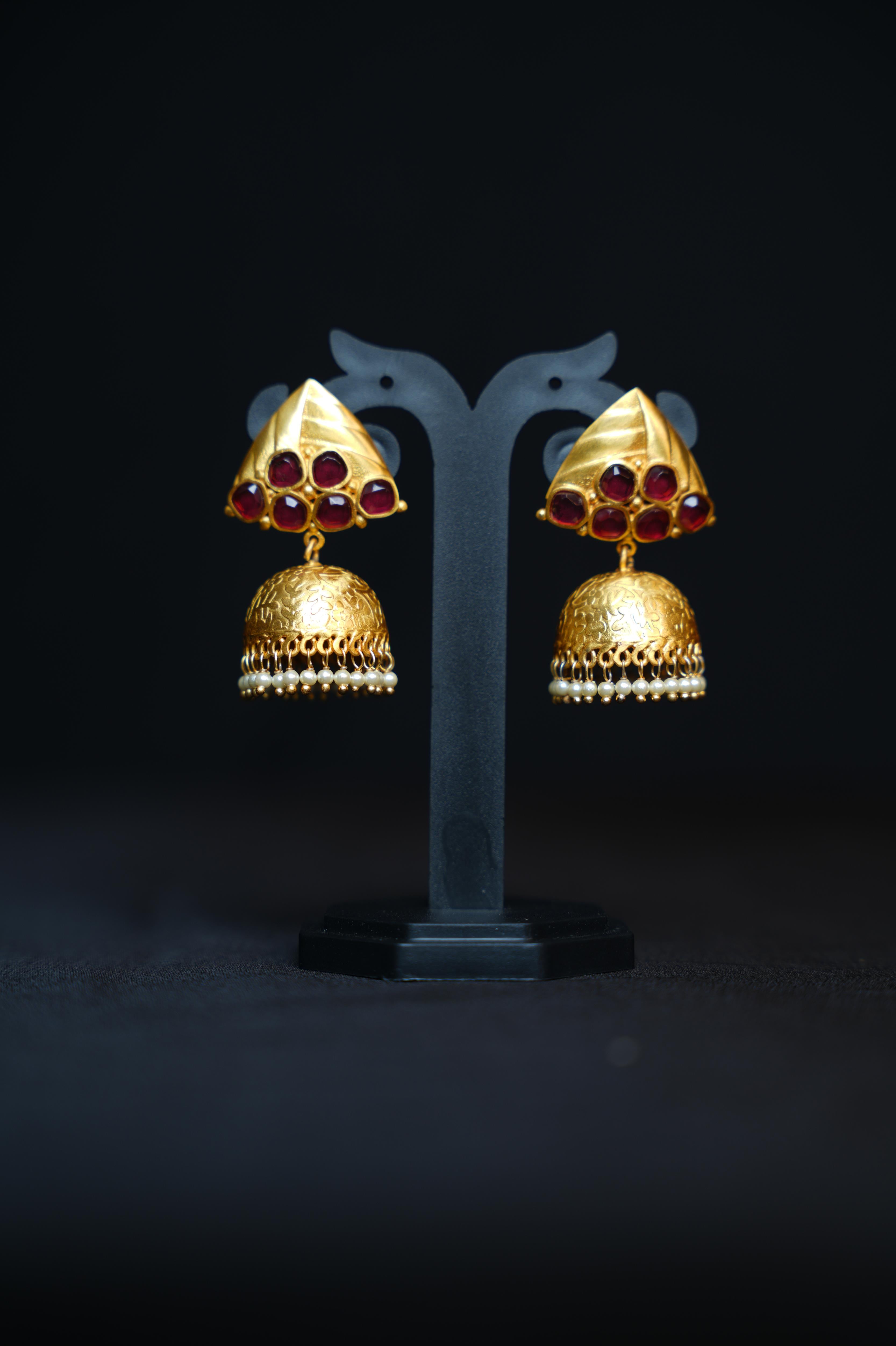 Kundan Pearl Jhumkas