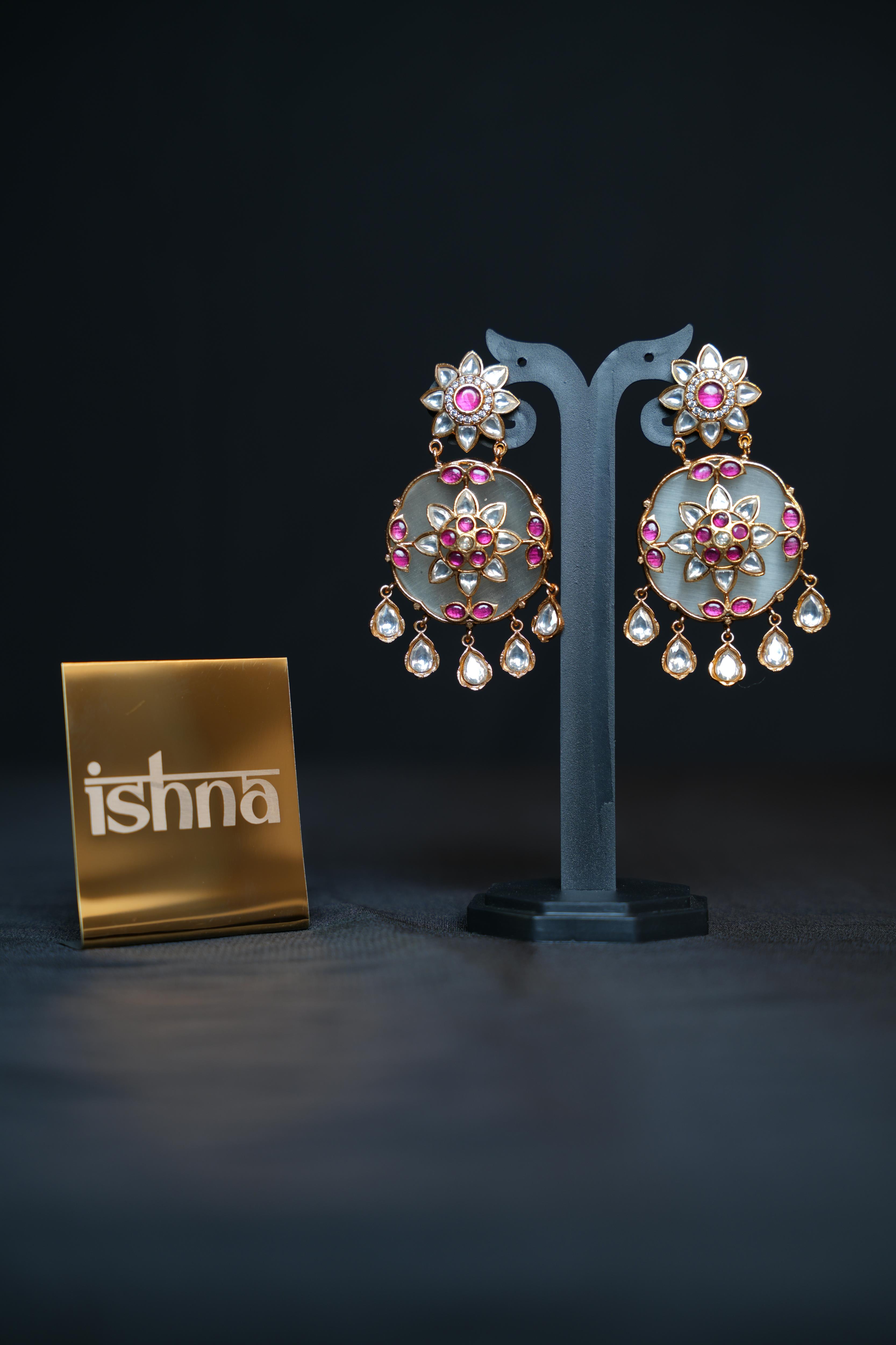 Regal Jade Oval Kundan Earrings