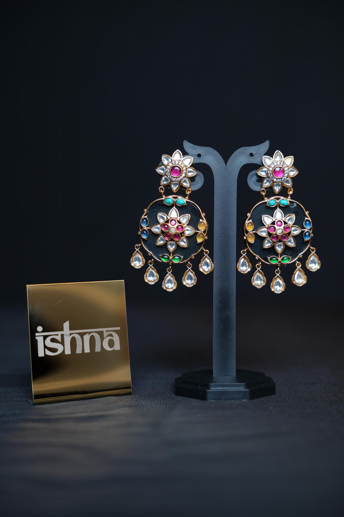 Regal Jade Oval Kundan Earrings