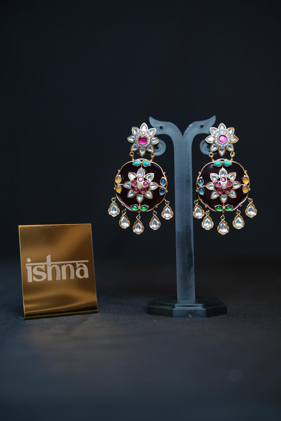 Regal Jade Oval Kundan Earrings