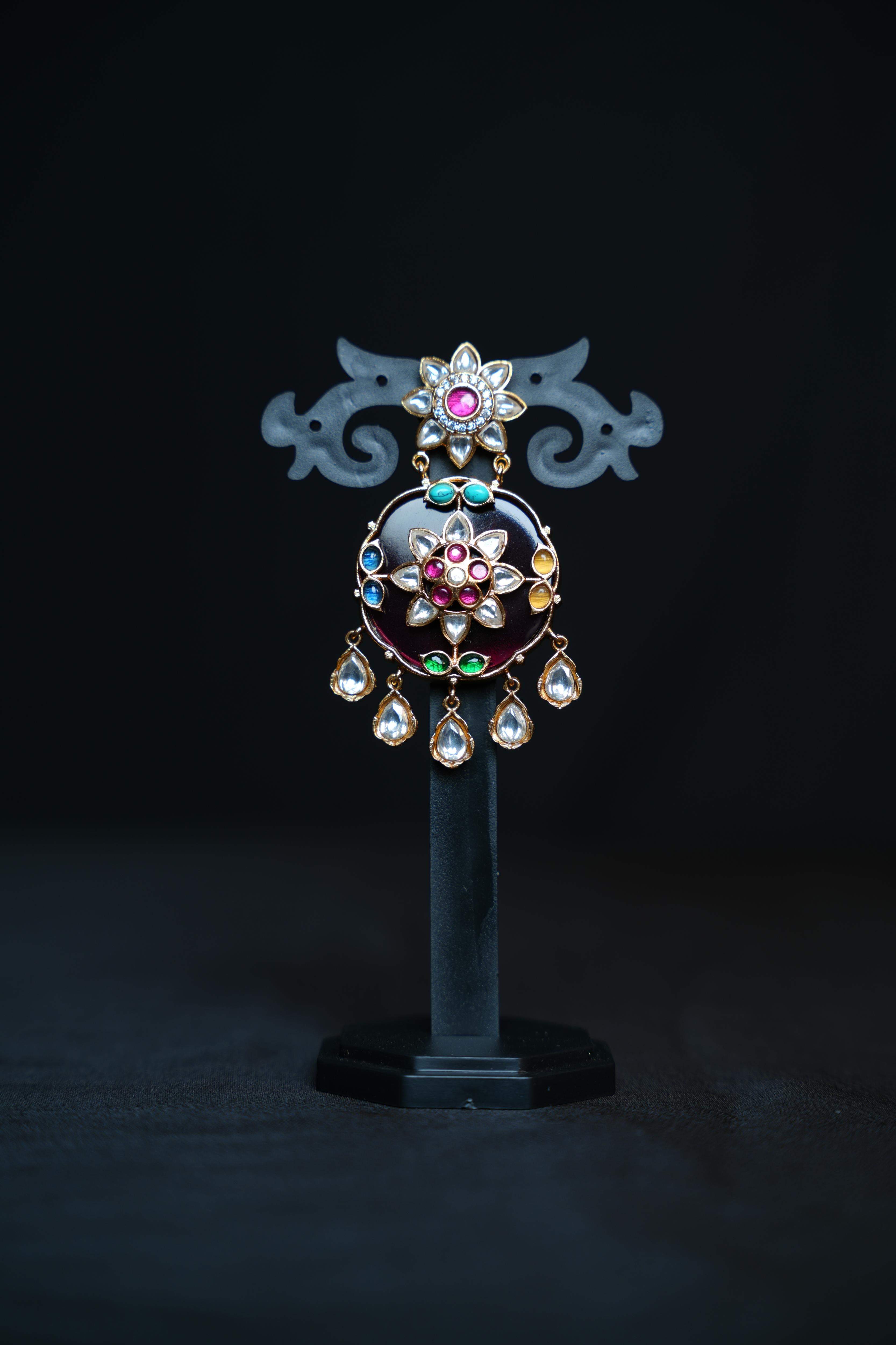 Regal Jade Oval Kundan Earrings