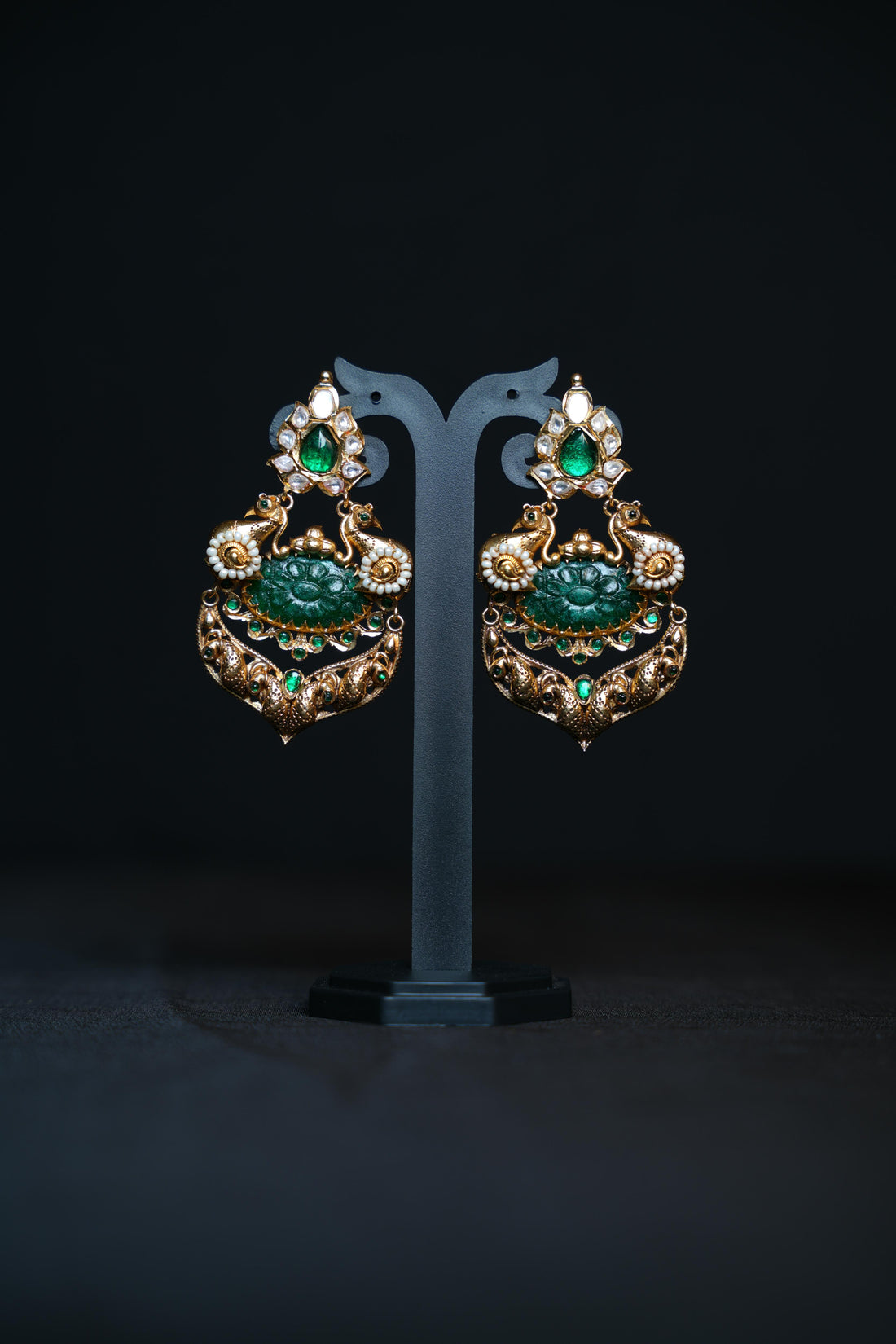 Heritage Peacock Motif Kundan Earrings