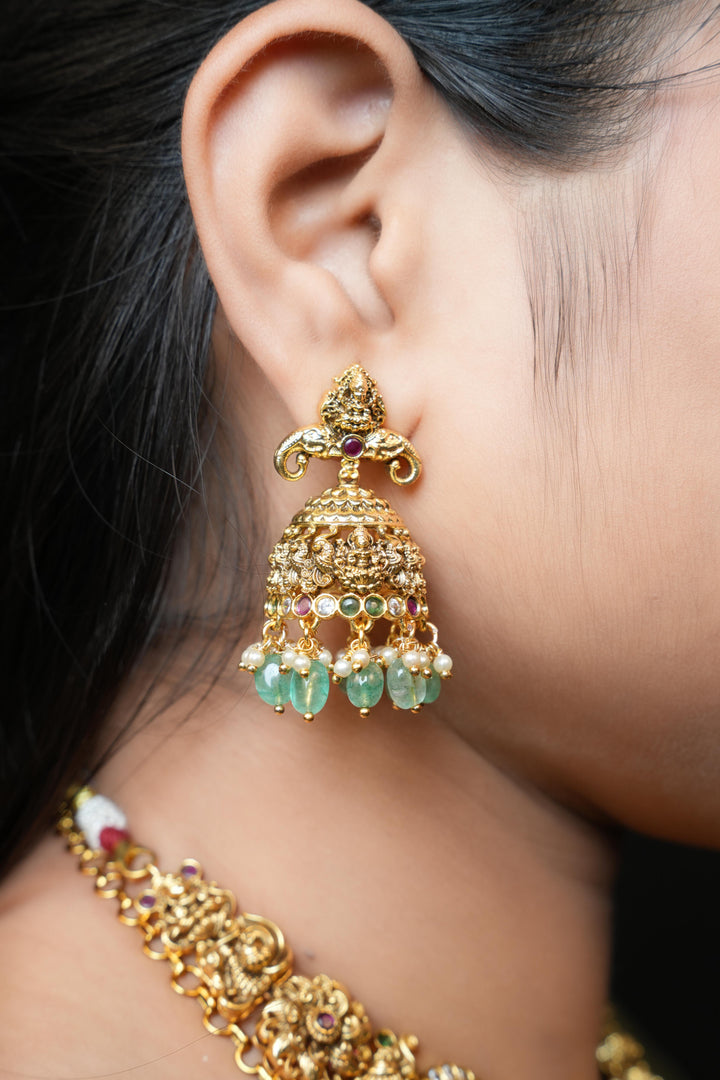 Grand Lakshmi Antique combo bridal set with Earrings