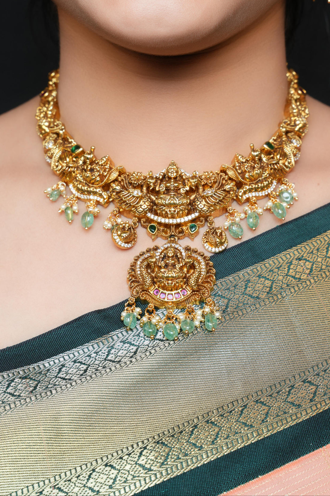 Divine Lakshmi Temple Bridal Combo Set