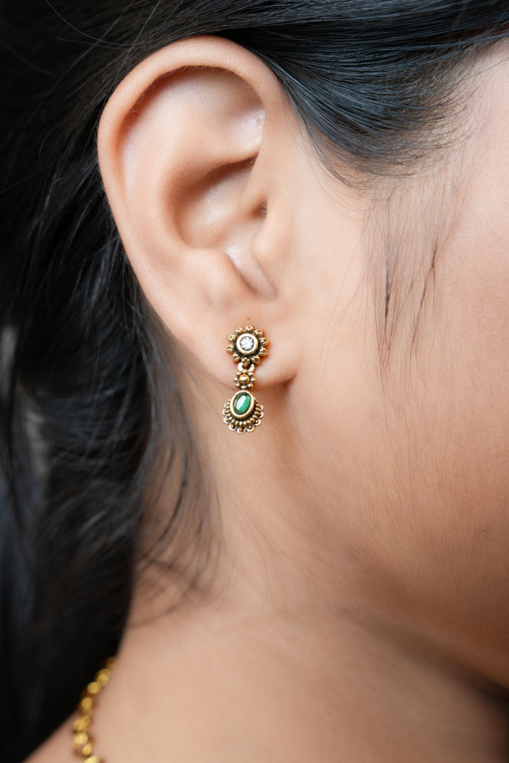 ISHNA Haripriya Emerald Temple Necklace Set