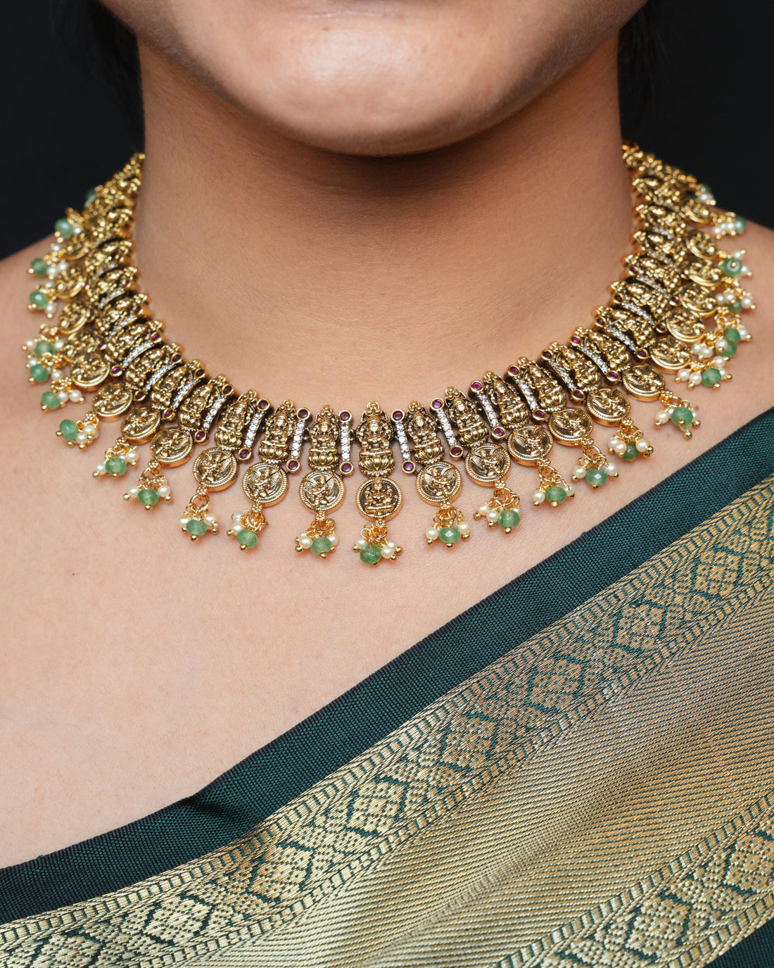ISHNA Devika Antique Temple Necklace Set