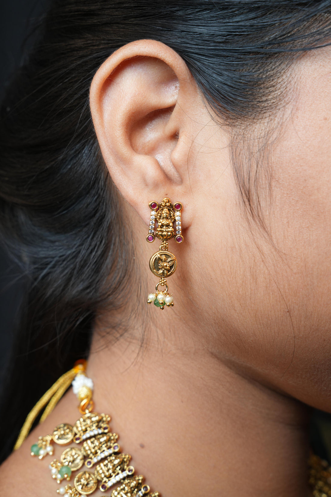 ISHNA Devika Antique Temple Necklace Set