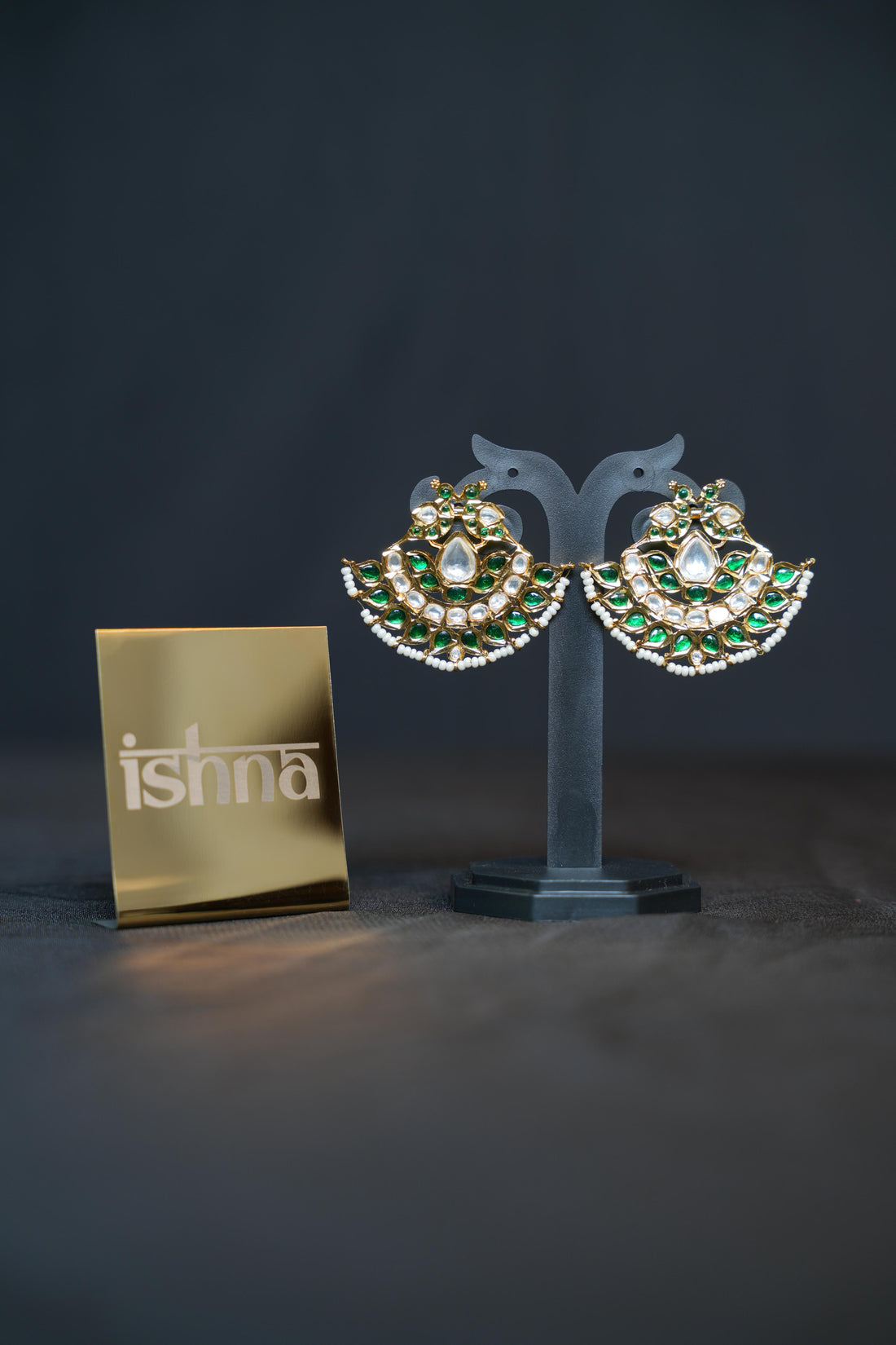 Gulabi Kundan Chandbali Earrings