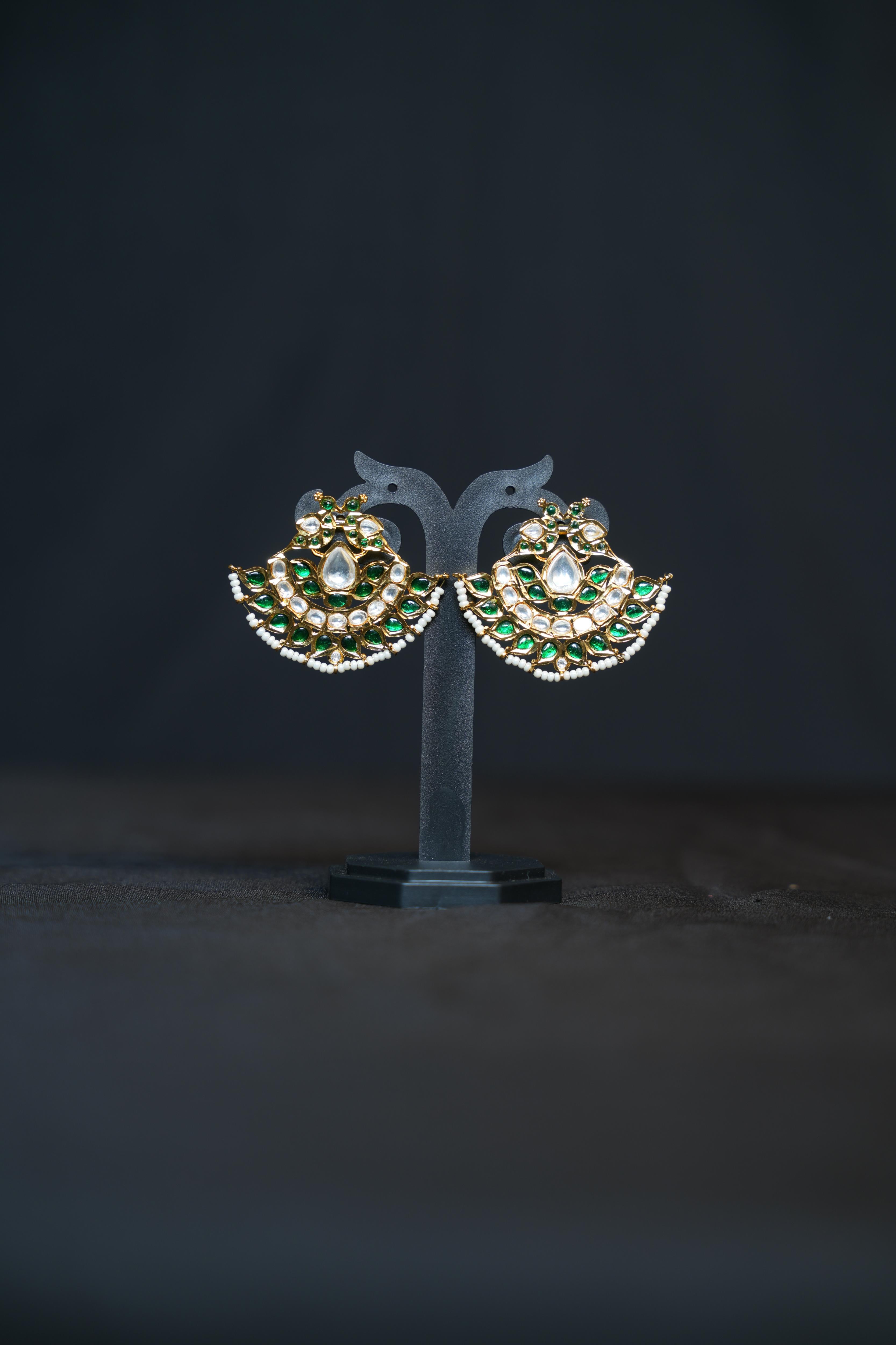 Gulabi Kundan Chandbali Earrings