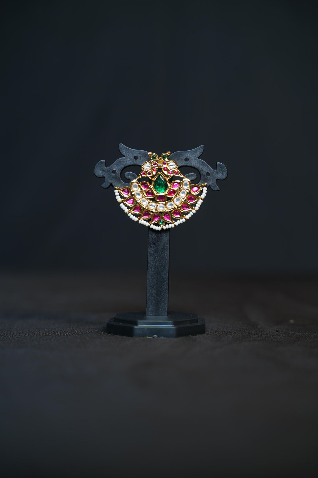 Gulabi Kundan Chandbali Earrings
