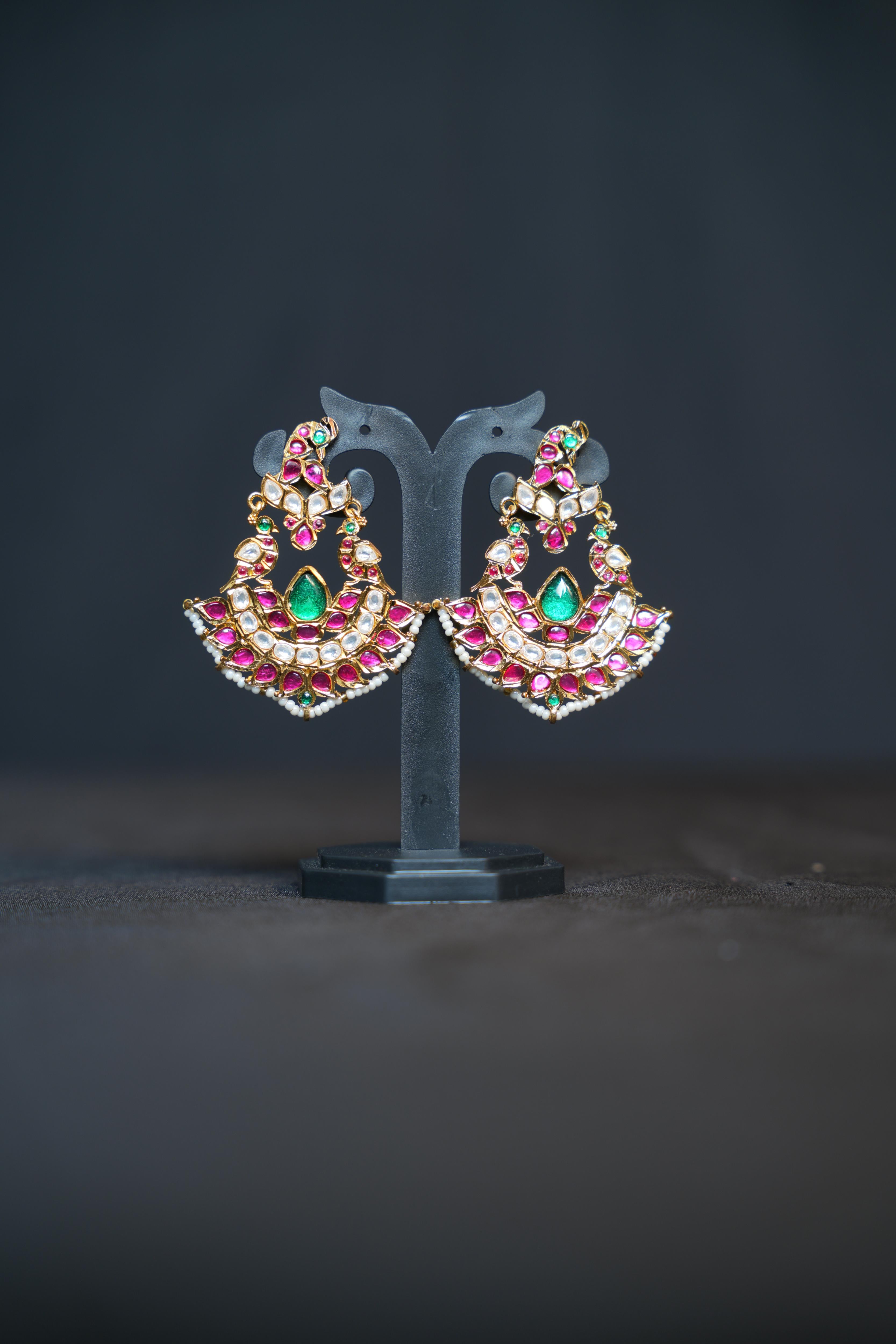 Mughal Kundan Chandbali Earrings