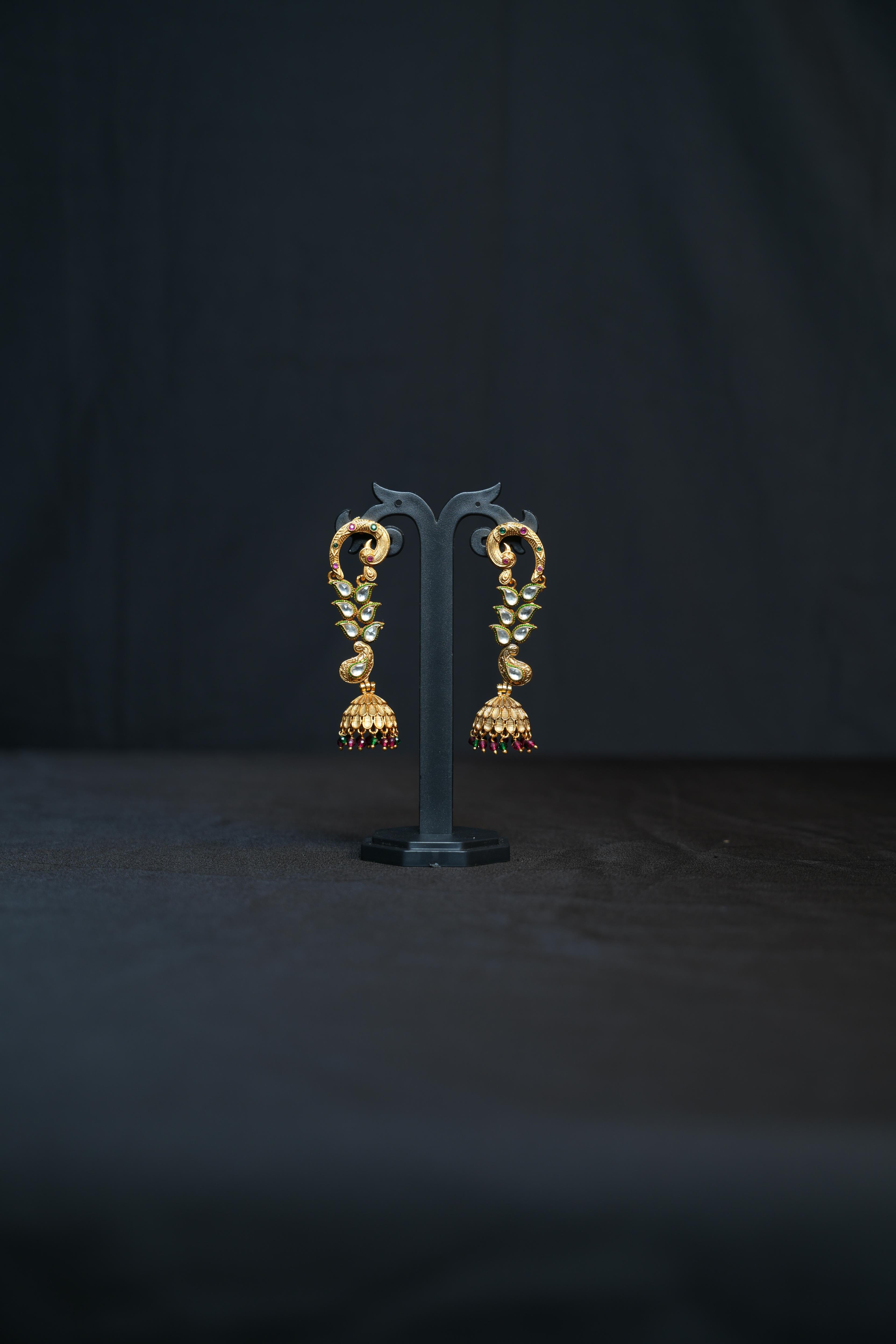 Swarana Peacock Jhumkas
