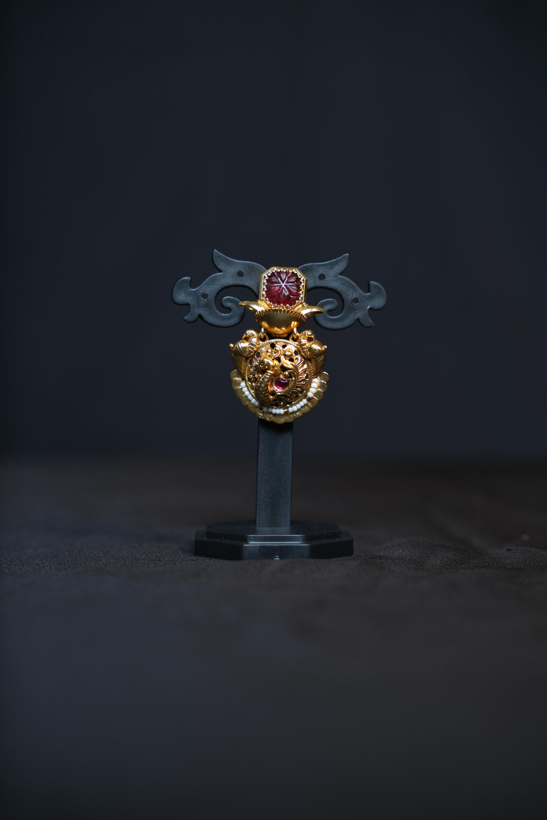 Antique Gold Peacock Temple Earrings