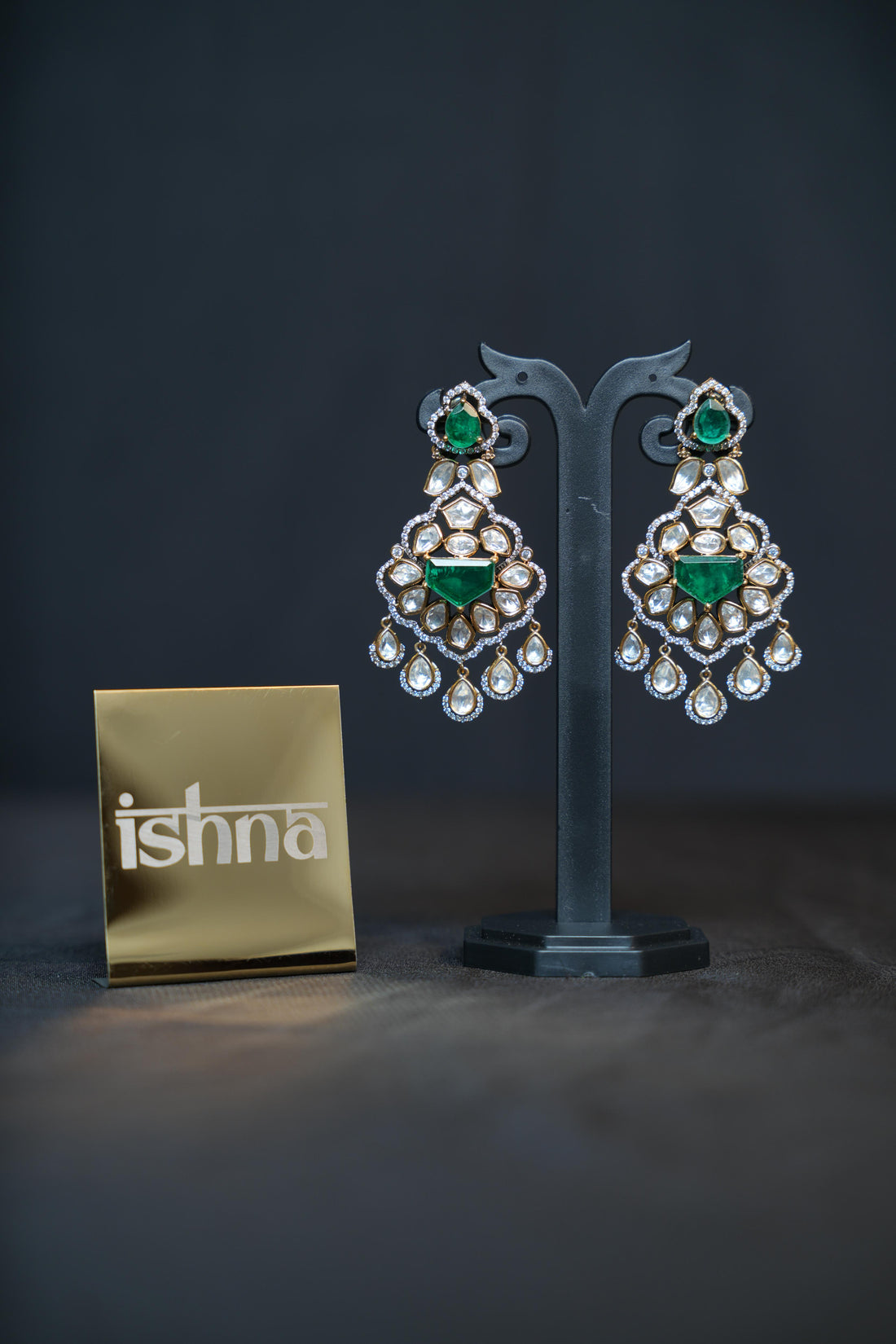 Emerald Royal Kundan Chandbali Earrings